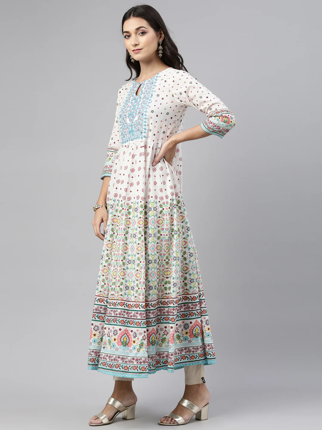 Neerus Rama Color Cotton Fabric Tunic - Image 3