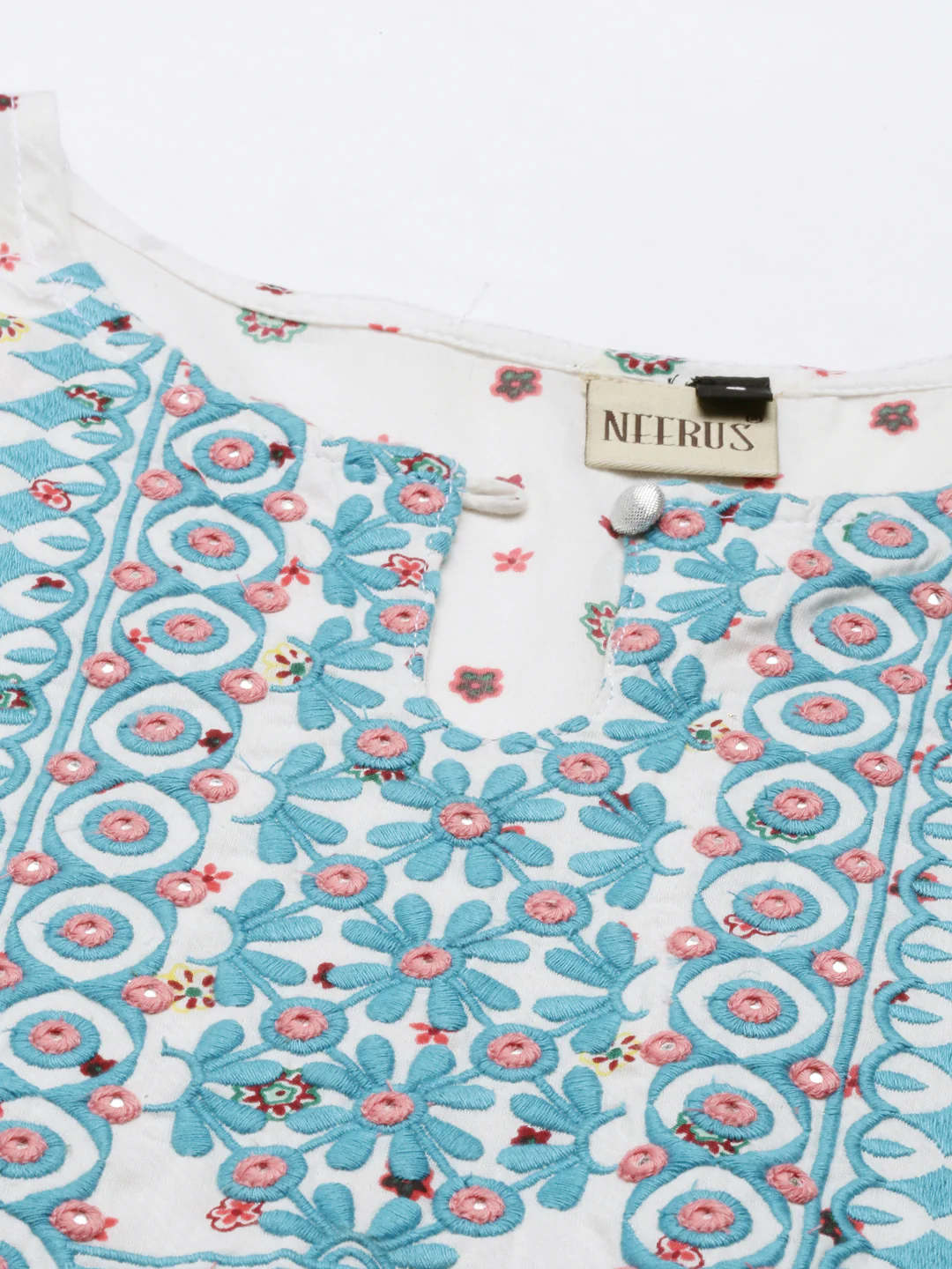 Neerus Rama Color Cotton Fabric Tunic - Image 8