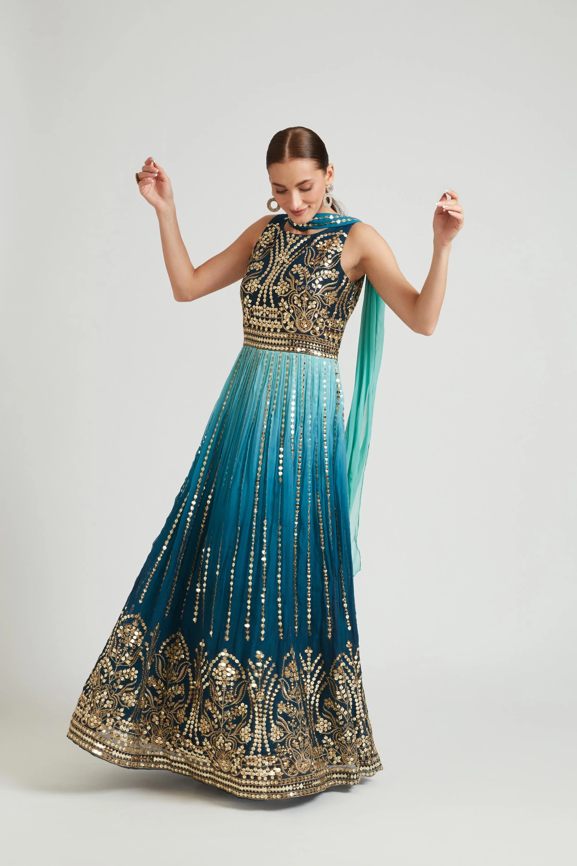 Neerus Rama Color Georgette Fabric Gown - Image 2