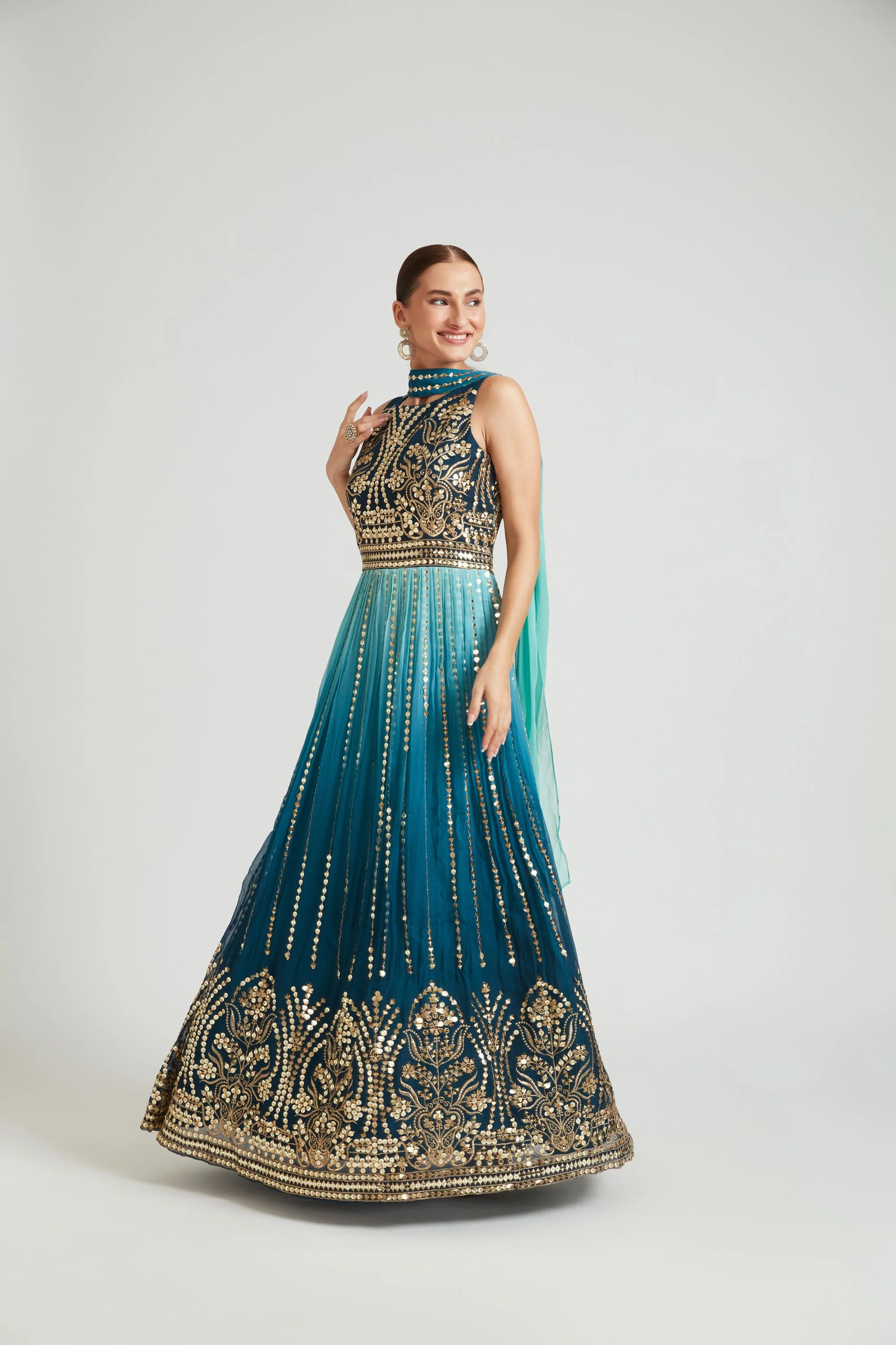 Neerus Rama Color Georgette Fabric Gown - Image 3