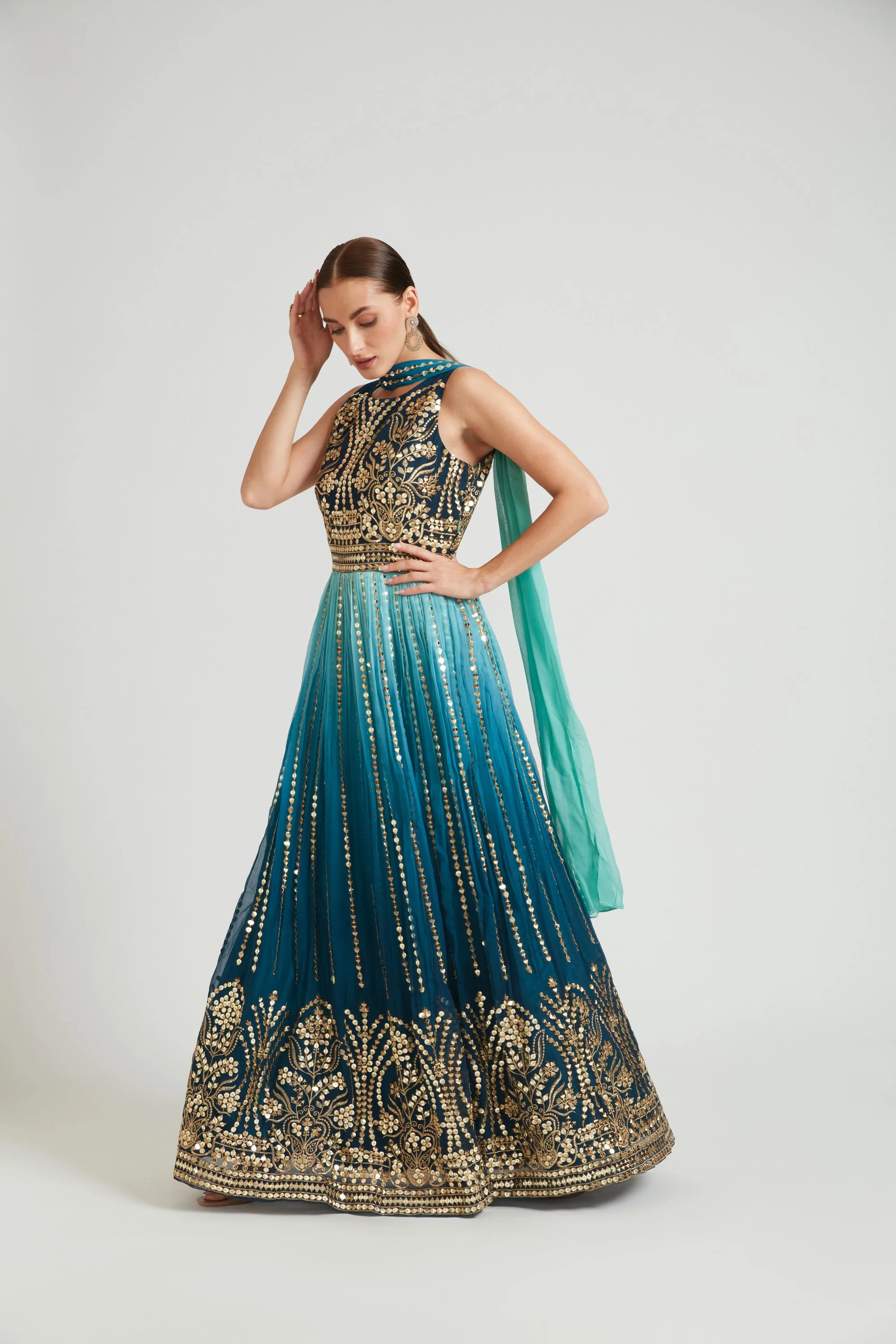Neerus Rama Color Georgette Fabric Gown - Image 4