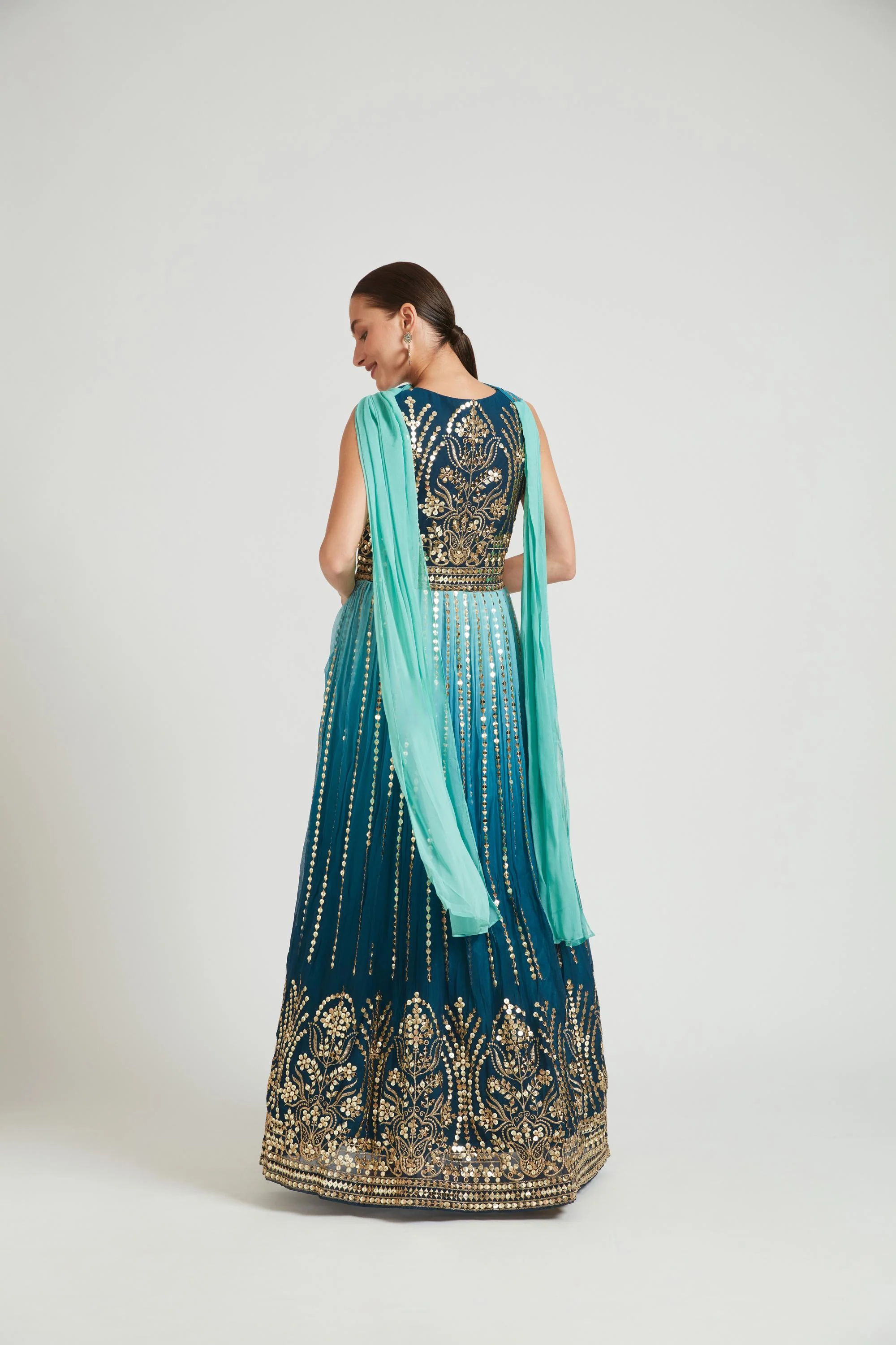 Neerus Rama Color Georgette Fabric Gown - Image 7