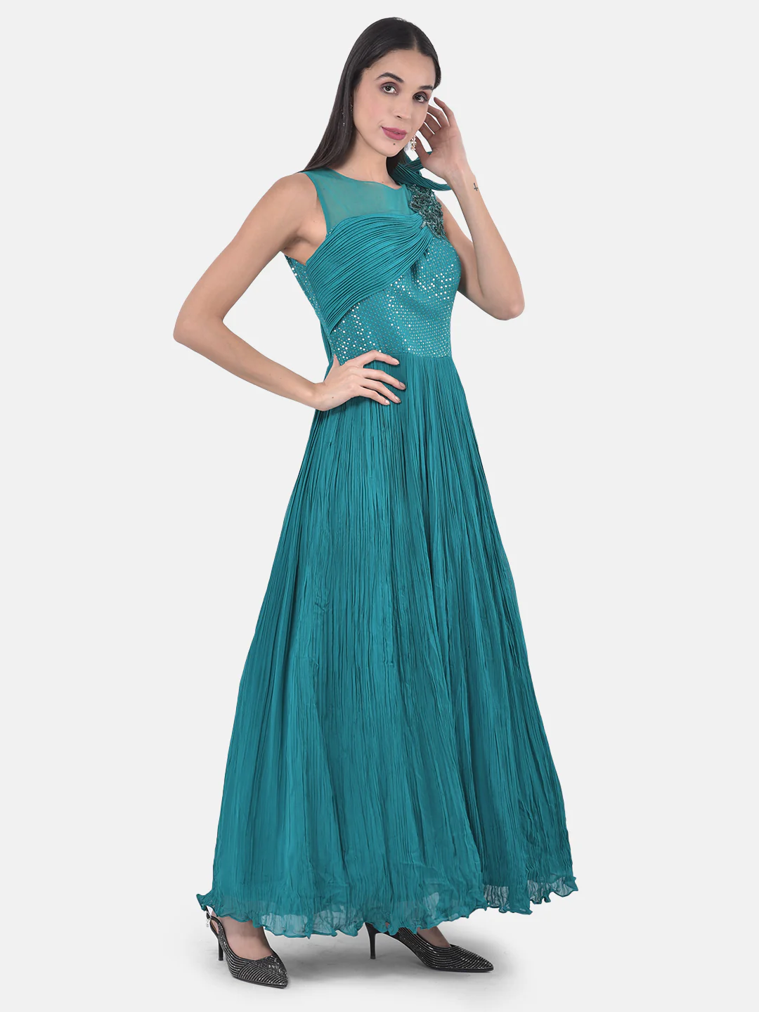 Neerus Rama Color Georgette Fabric Gown - Image 2