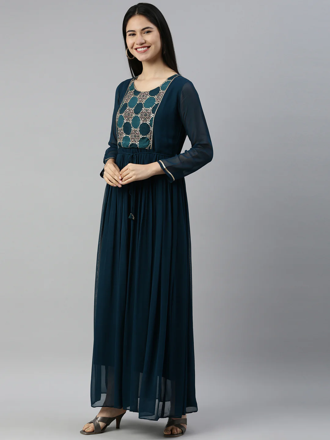 Neerus Rama Color Georgette Fabric Kurta - Image 2