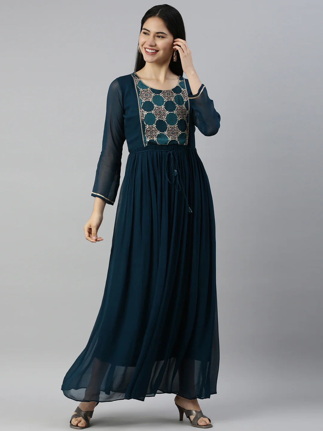 Neerus Rama Color Georgette Fabric Kurta - Image 3