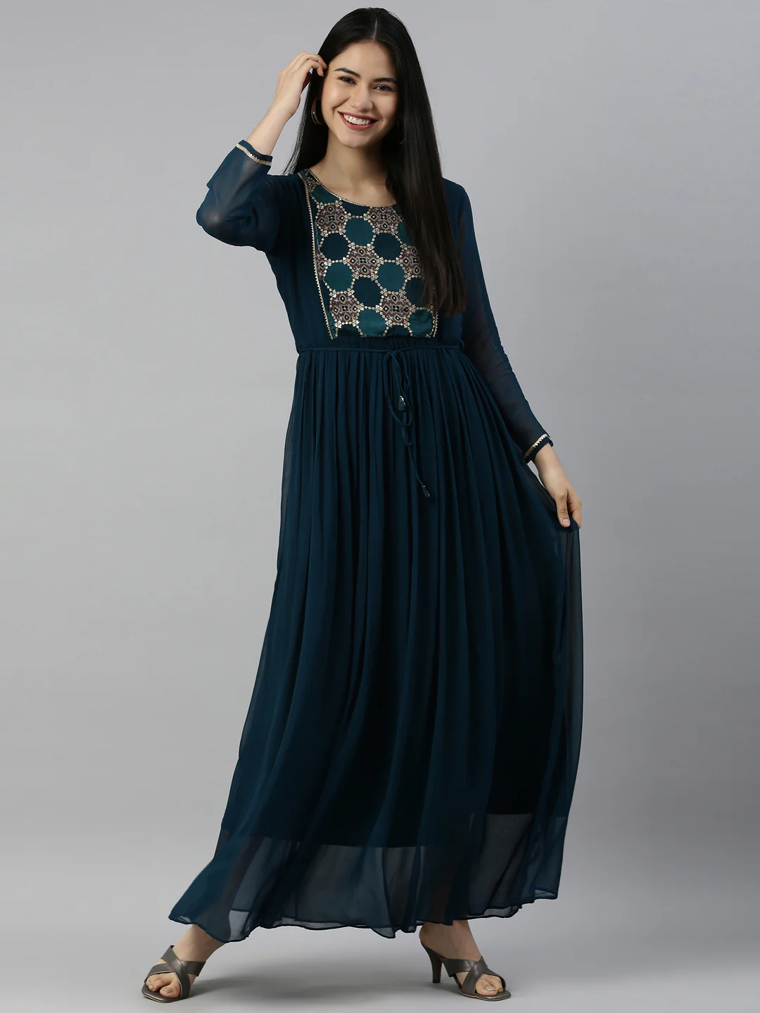 Neerus Rama Color Georgette Fabric Kurta - Image 5