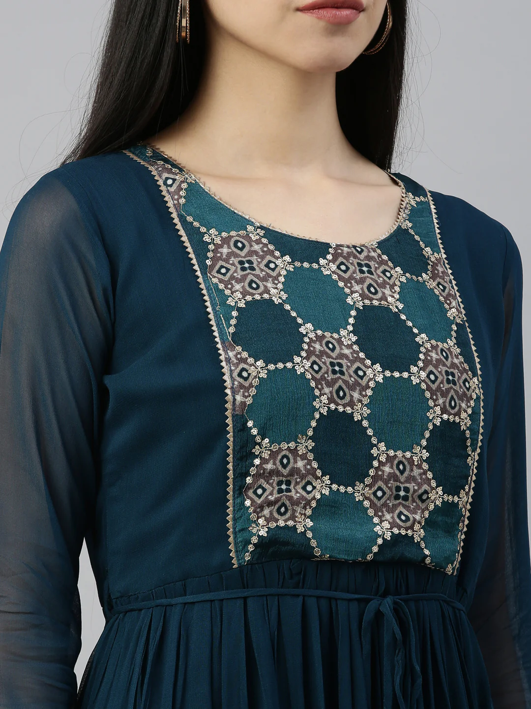 Neerus Rama Color Georgette Fabric Kurta - Image 8