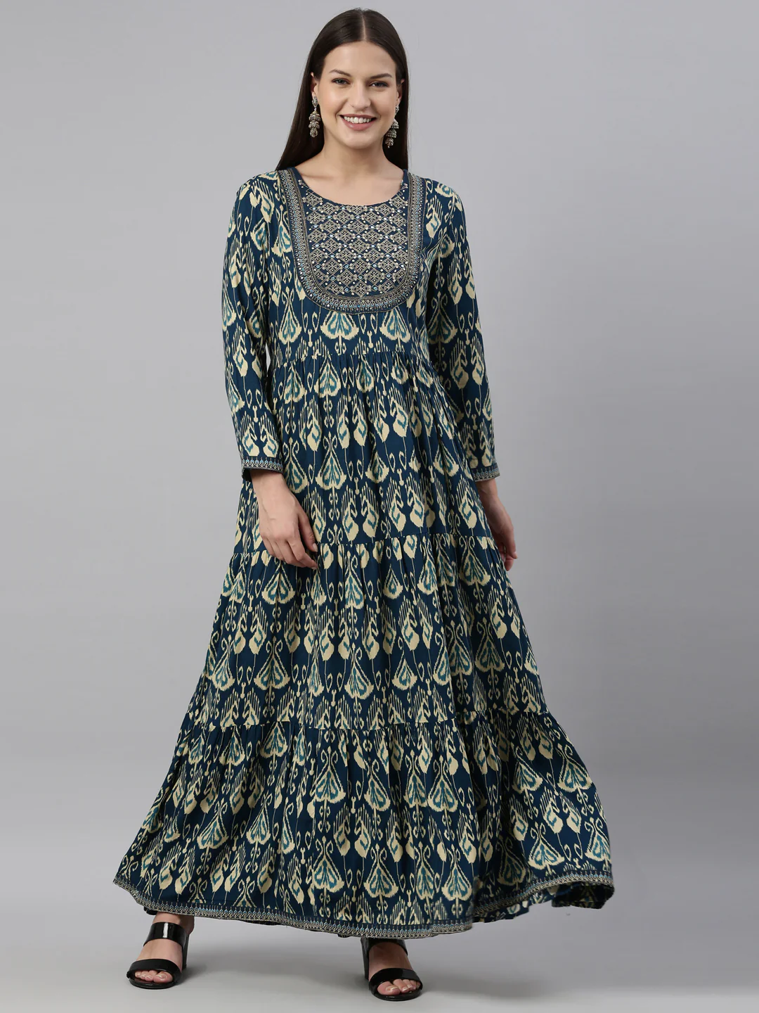Neerus Rama Color Rayon Fabric Kurta