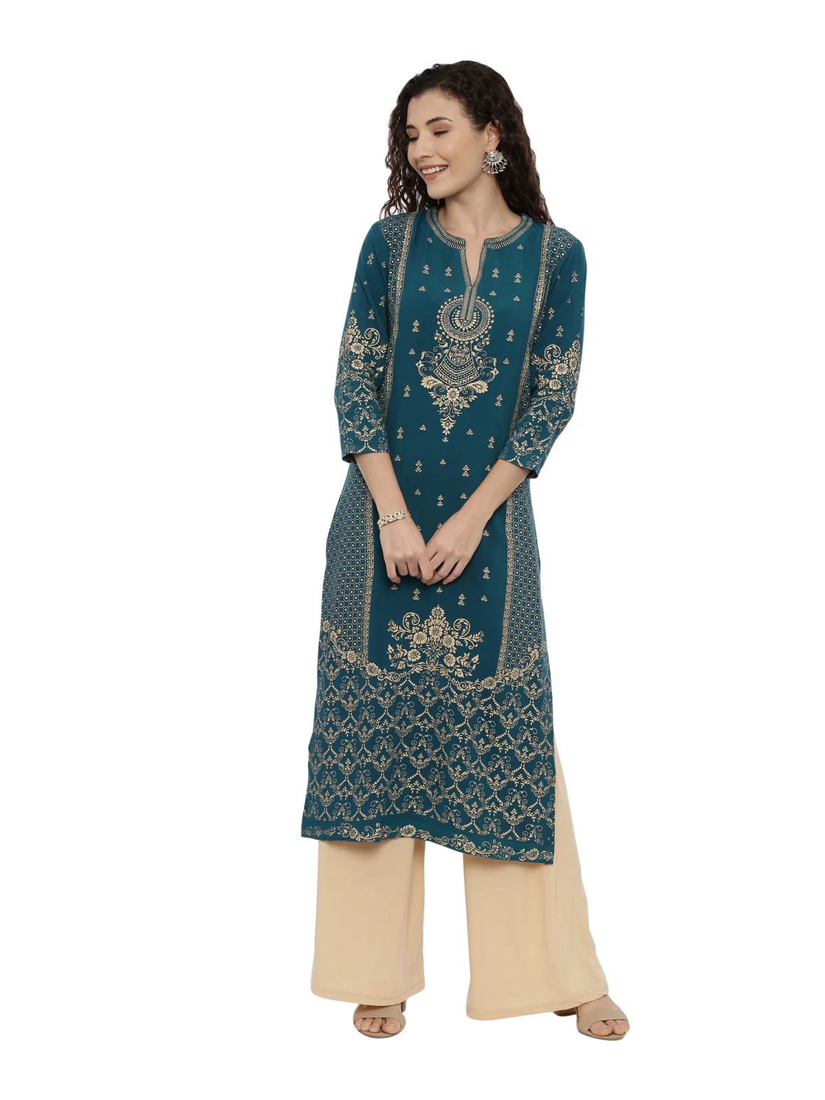 Neerus Rama Color Rayon Fabric Printed Kurta - Image 2
