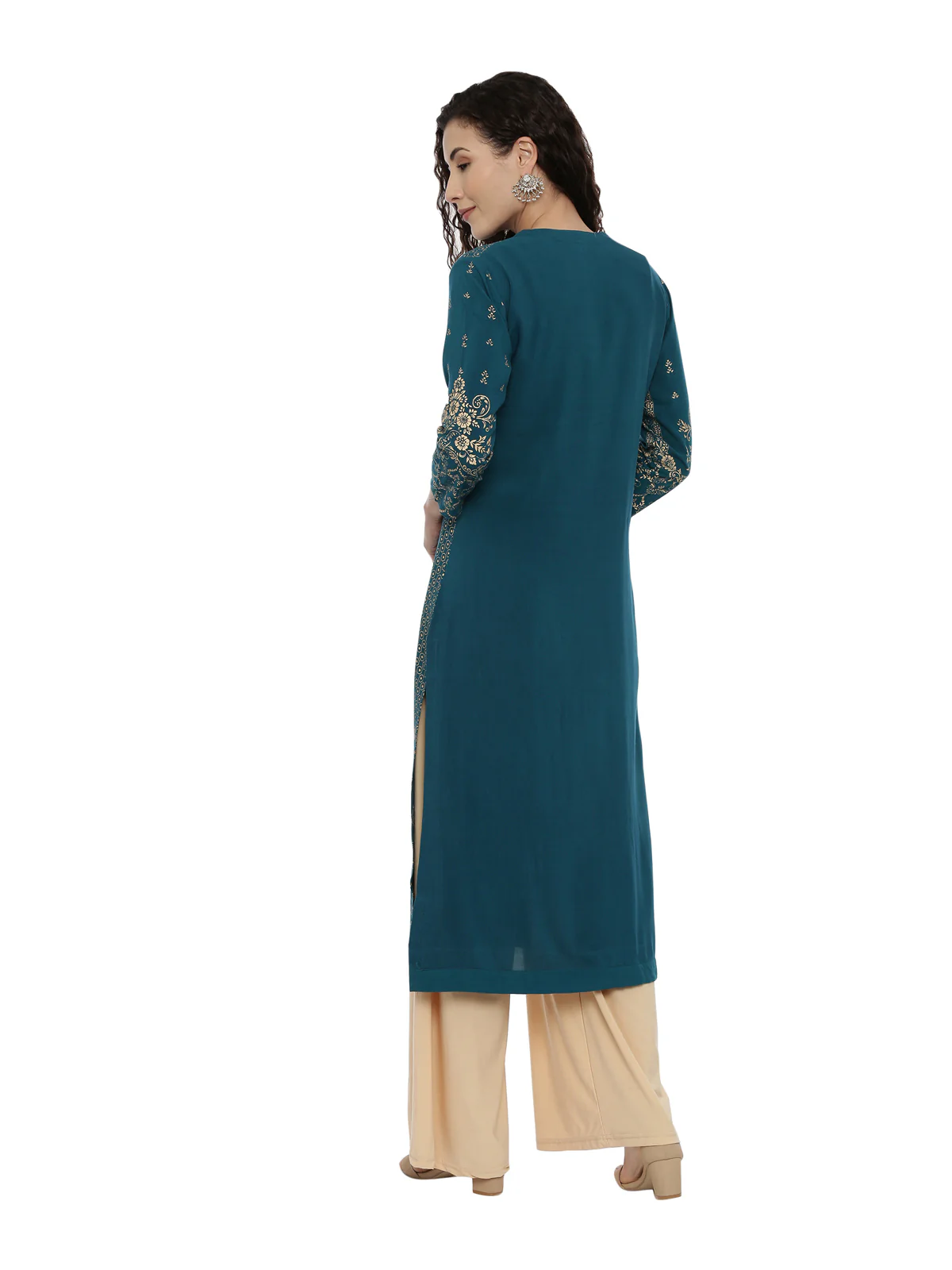 Neerus Rama Color Rayon Fabric Printed Kurta - Image 3