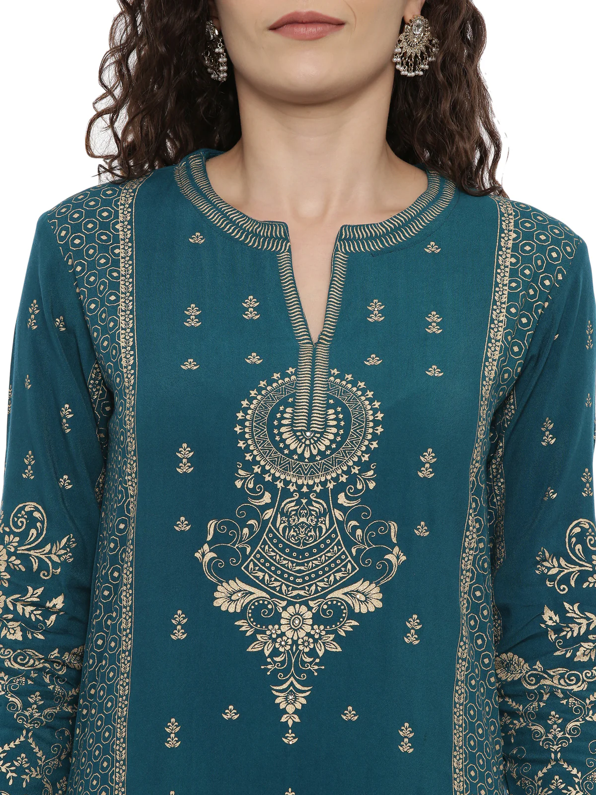 Neerus Rama Color Rayon Fabric Printed Kurta - Image 4