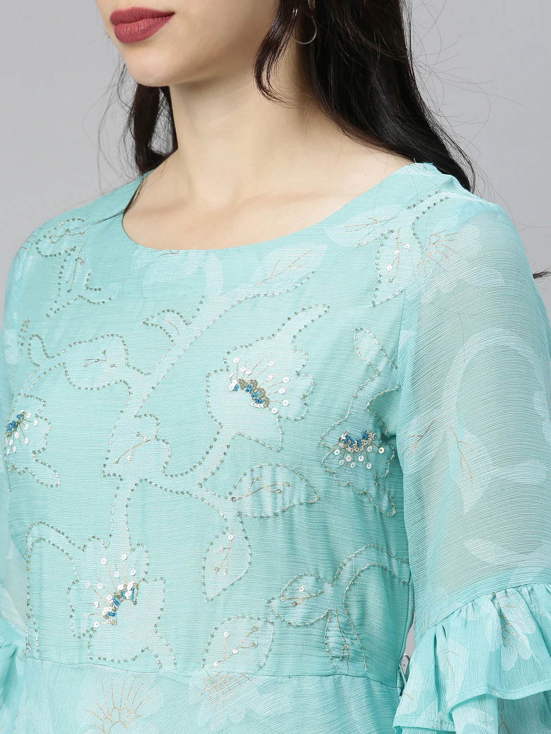 Neerus Rama Colour Chiffon Fabric Tunic "52" - Image 2