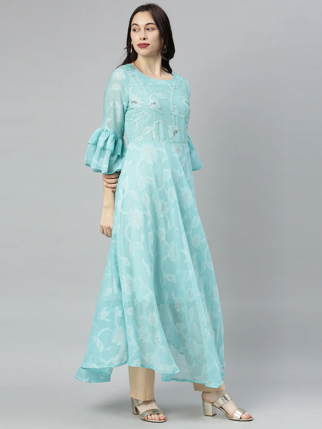 Neerus Rama Colour Chiffon Fabric Tunic "52" - Image 7