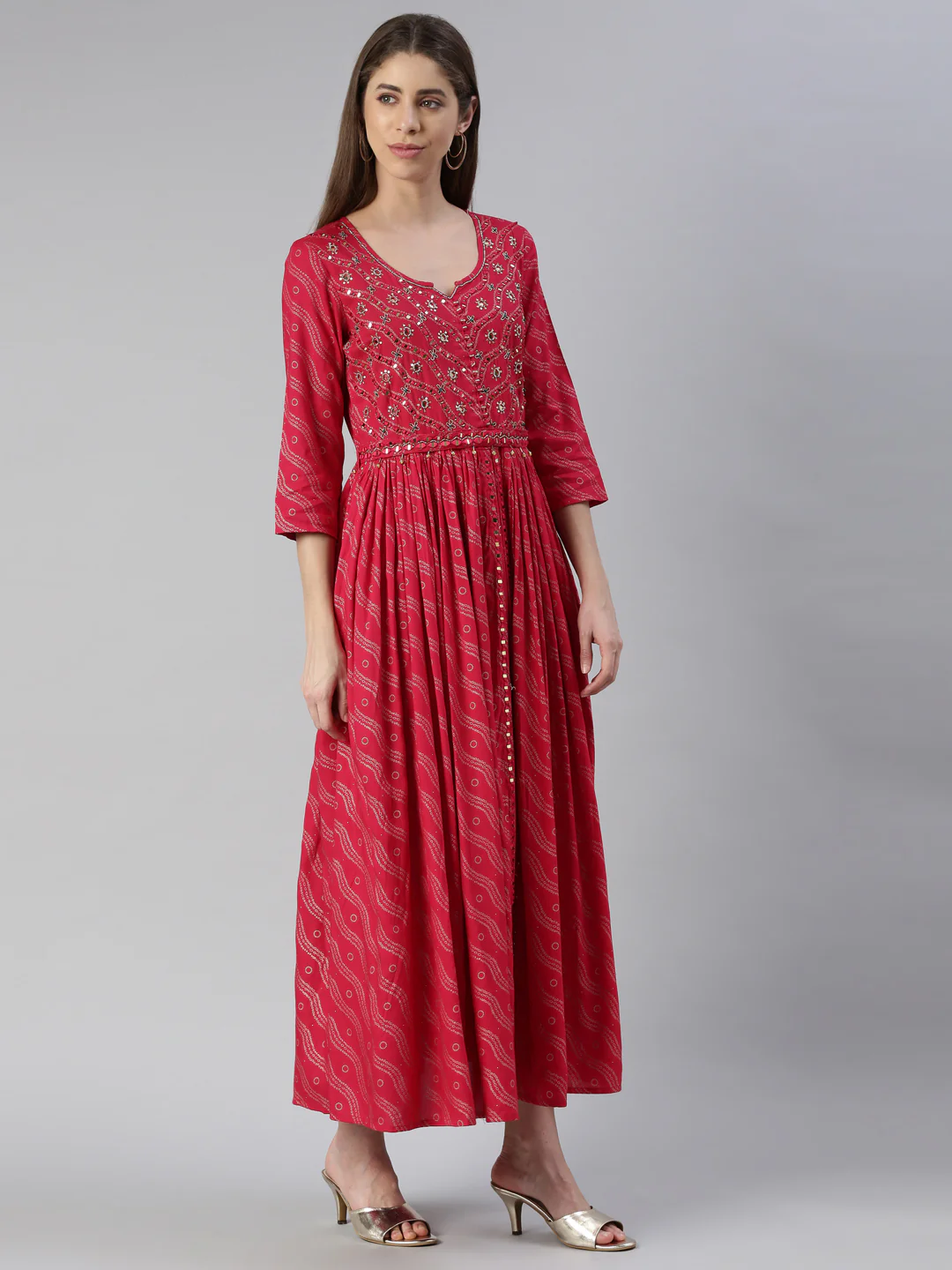 Neerus Rani Anarkali Printed Viscose Rayon Kurta - Image 2