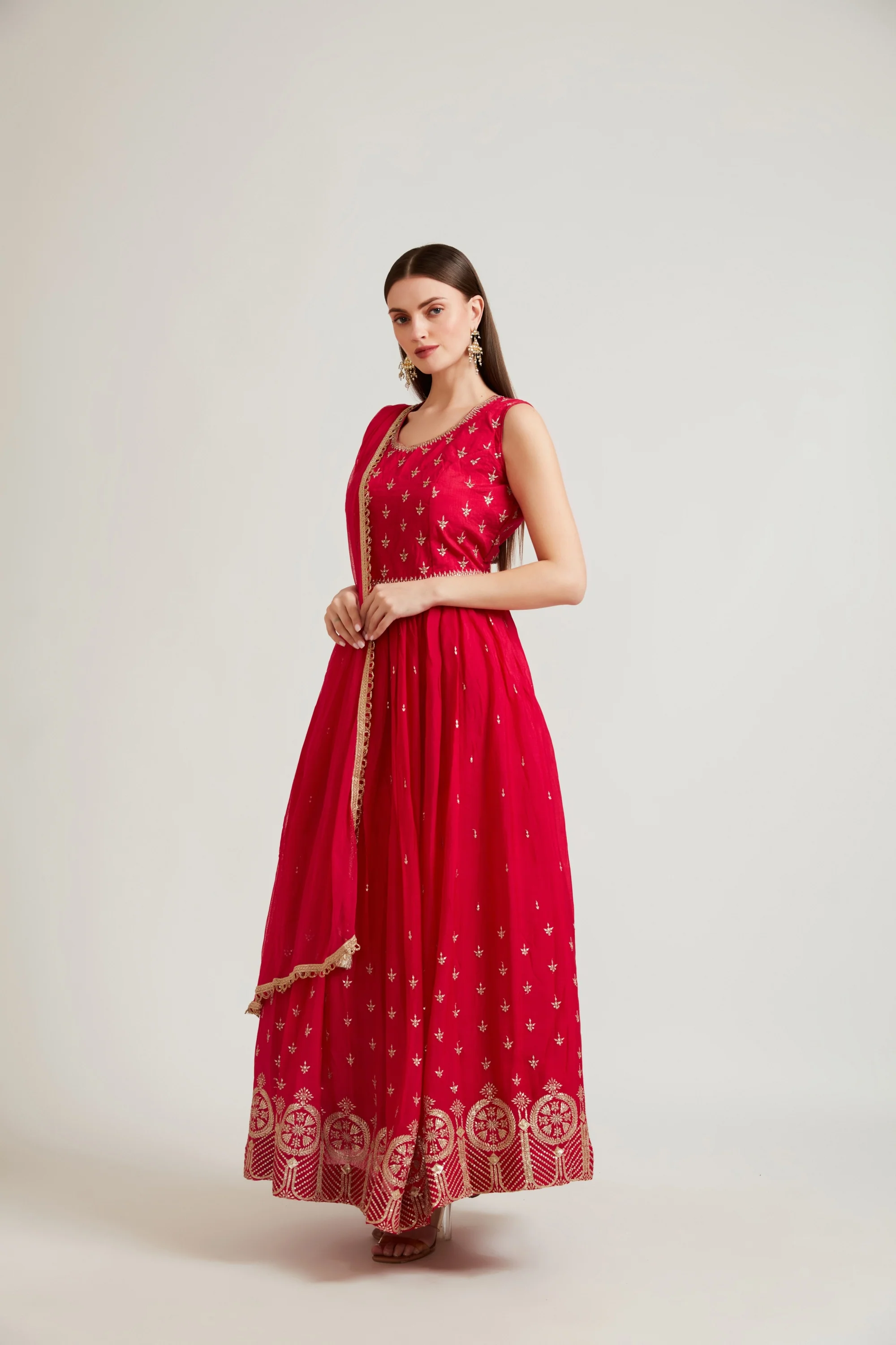 Neerus Rani Color Chiffon Fabric Anarkali Suit Set - Image 2