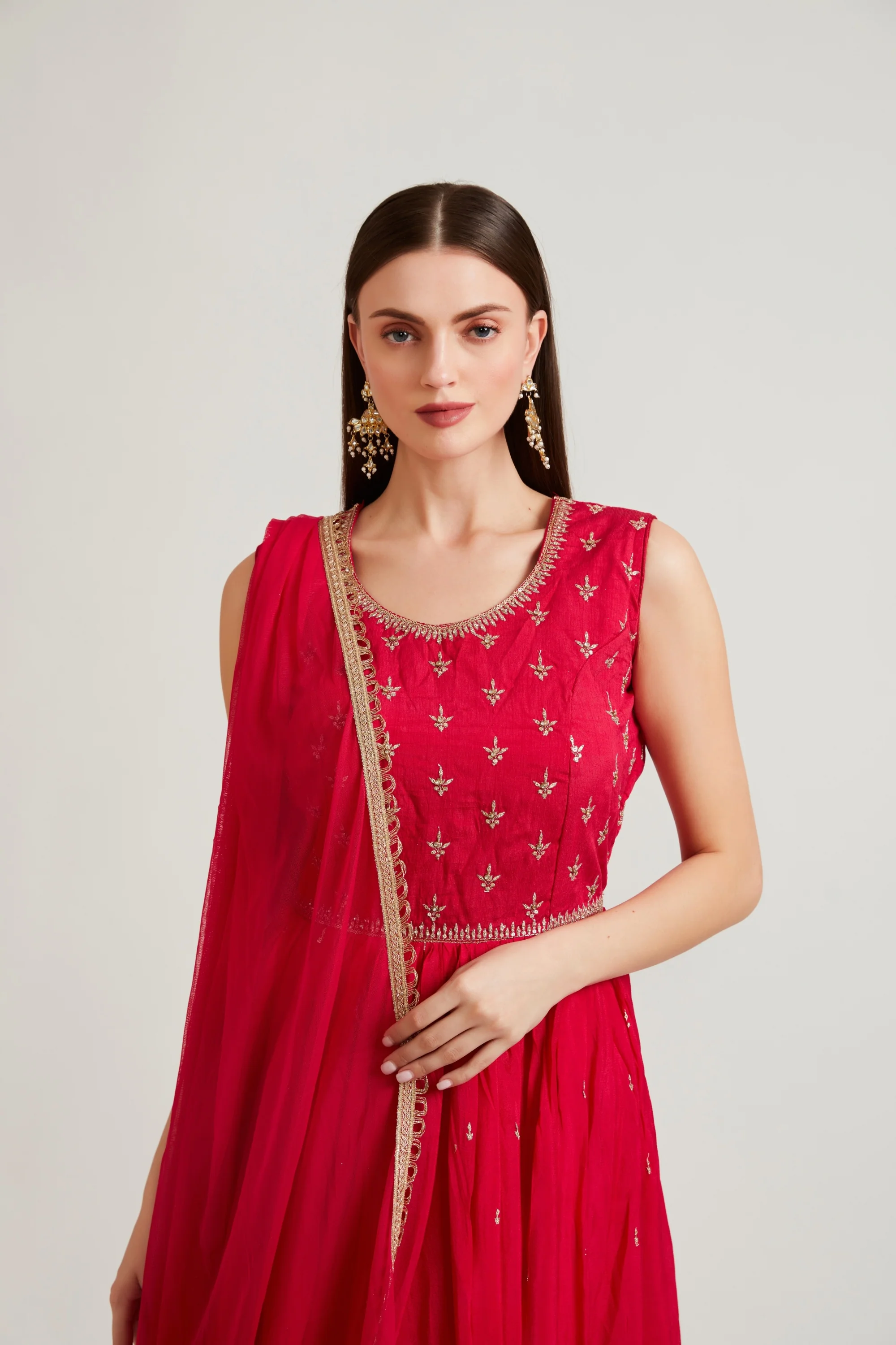 Neerus Rani Color Chiffon Fabric Anarkali Suit Set - Image 4