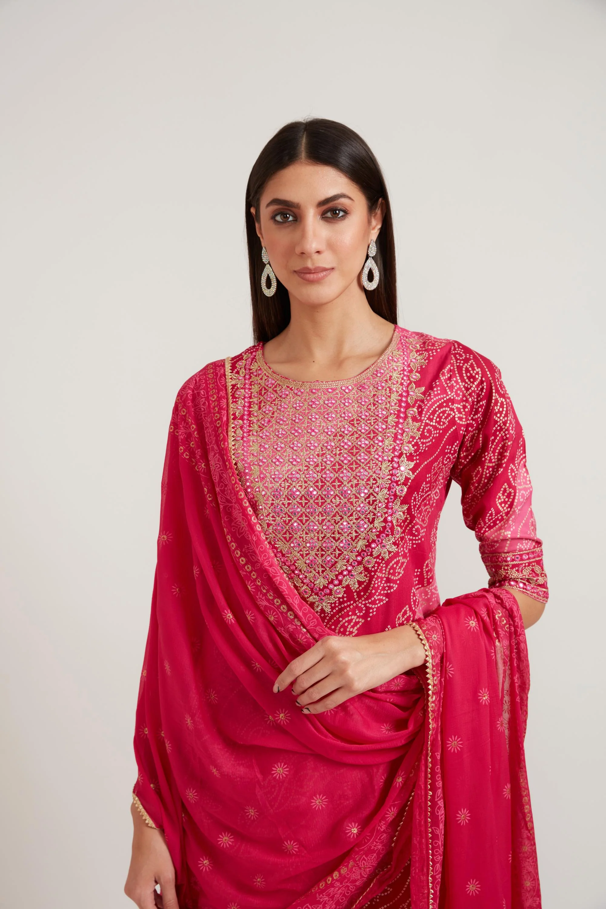 Neerus Rani Color Cotton Fabric Suit Set - Image 2