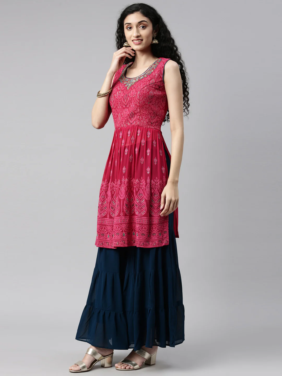 Neerus Rani Color Georgette Fabric Kurta Set - Image 5