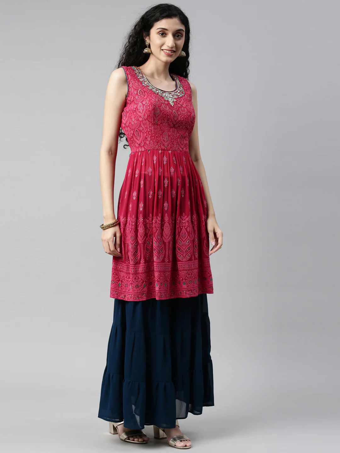 Neerus Rani Color Georgette Fabric Kurta Set - Image 6