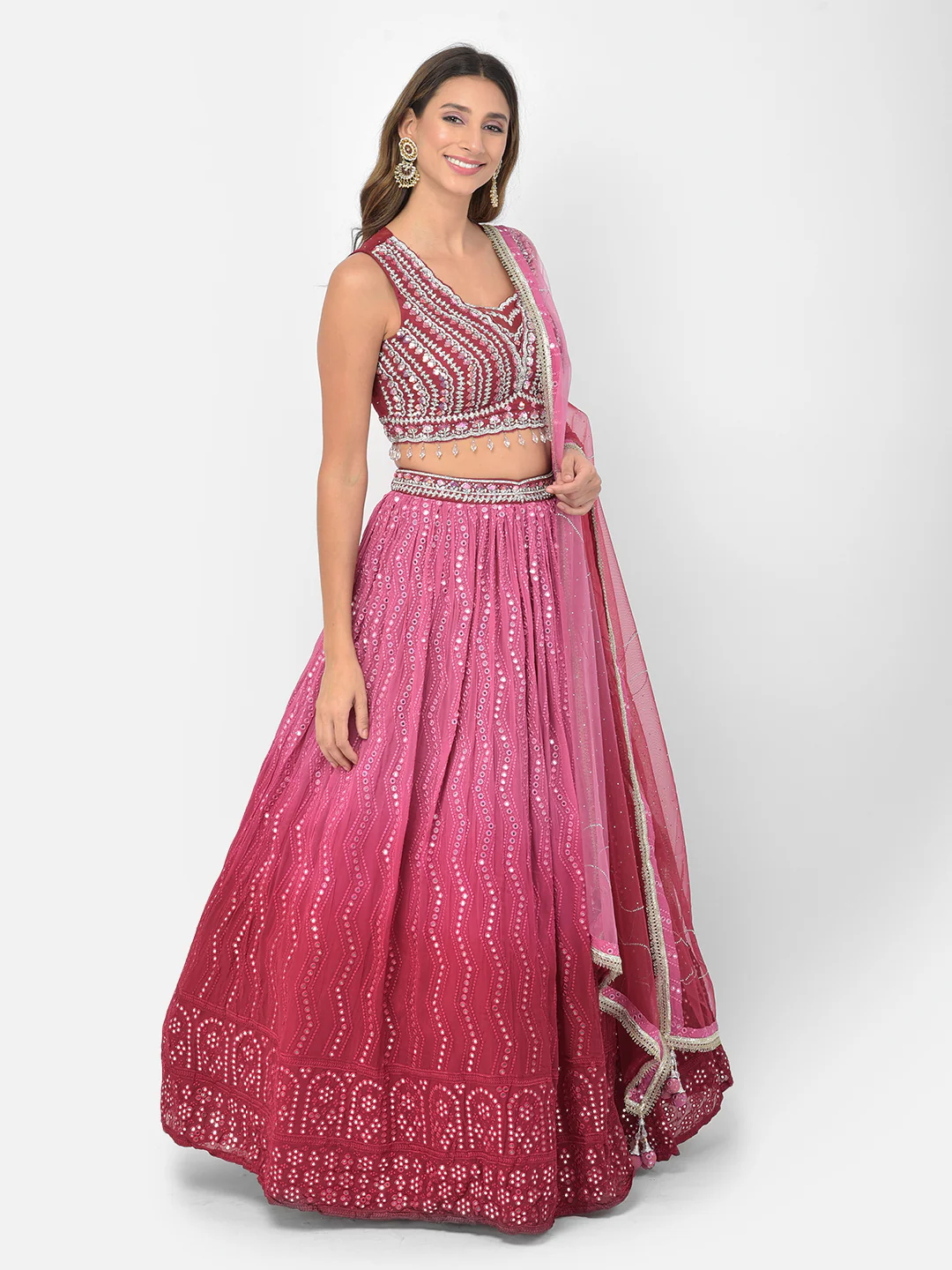 Neerus Rani Color Georgette Fabric Lehenga Choli - Image 3