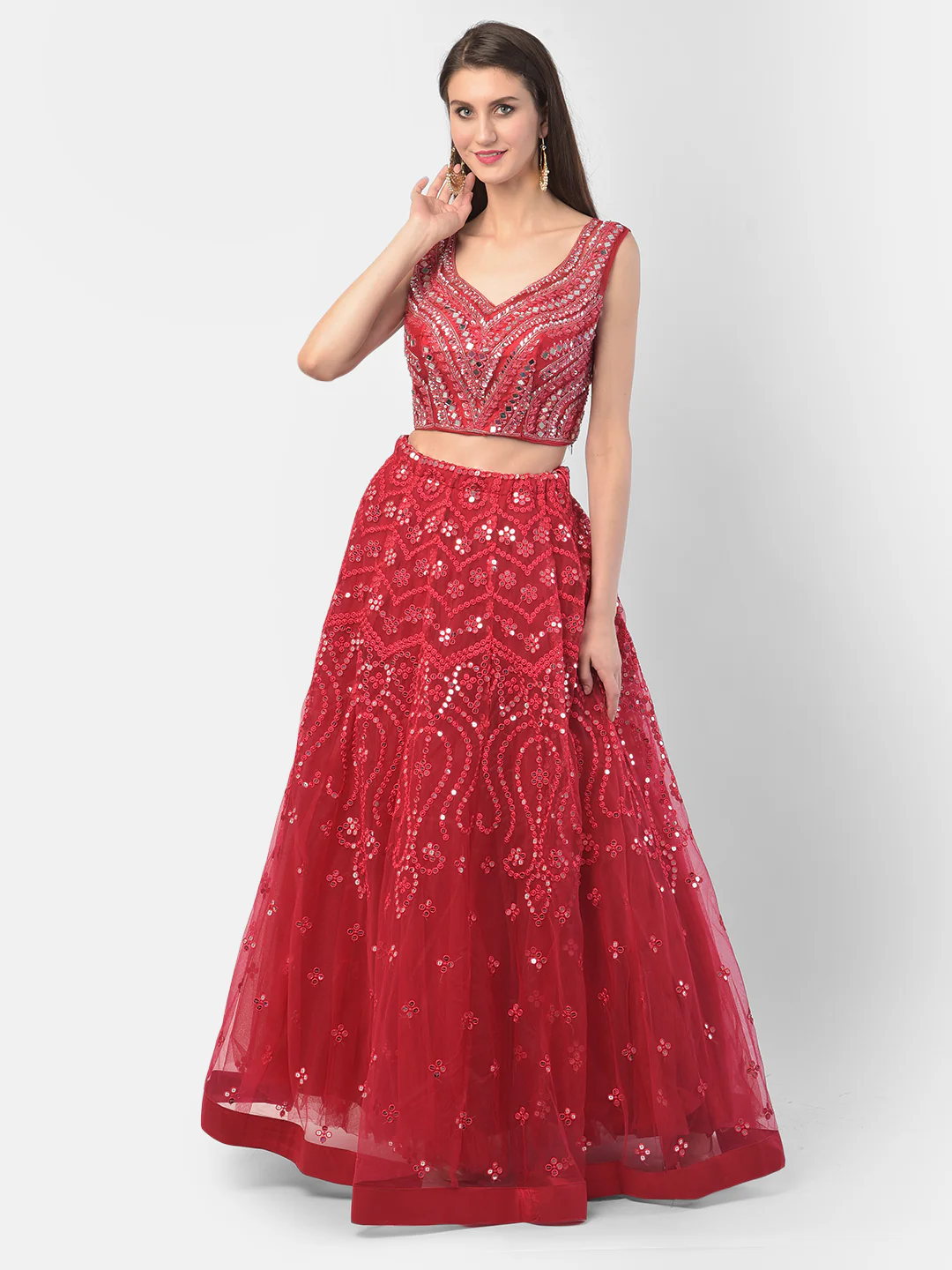 Neerus Rani Color Nett Fabric Ghagra Set - Image 5