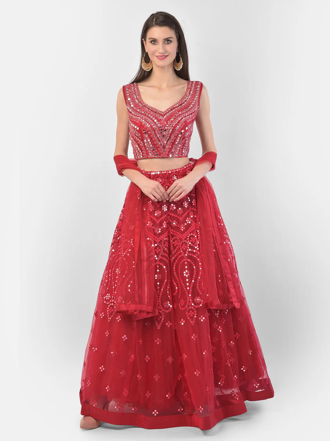 Neerus Rani Color Nett Fabric Ghagra Set - Image 8