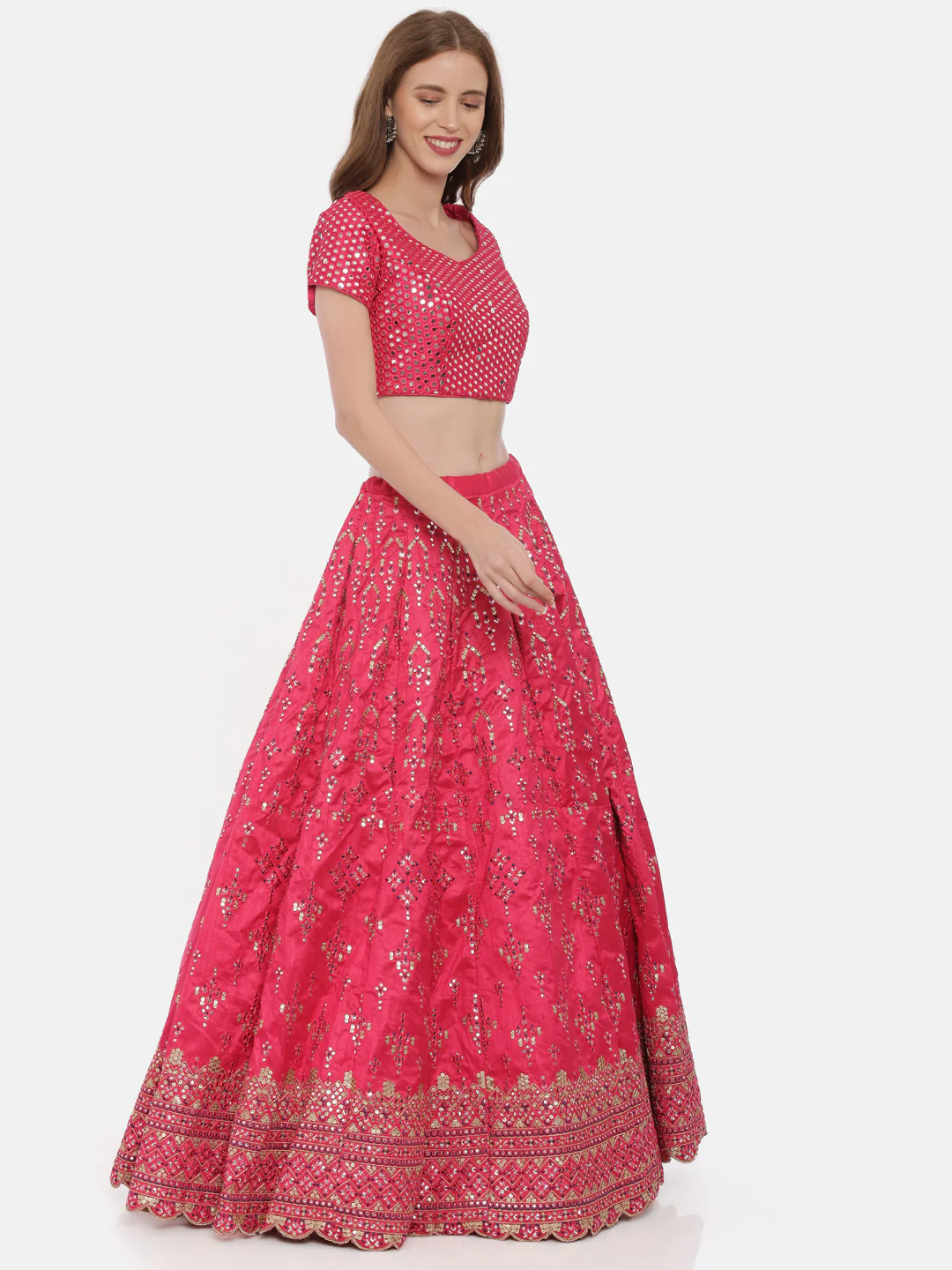 Neerus Rani Color Nett Fabric Ghagra Set - Image 4