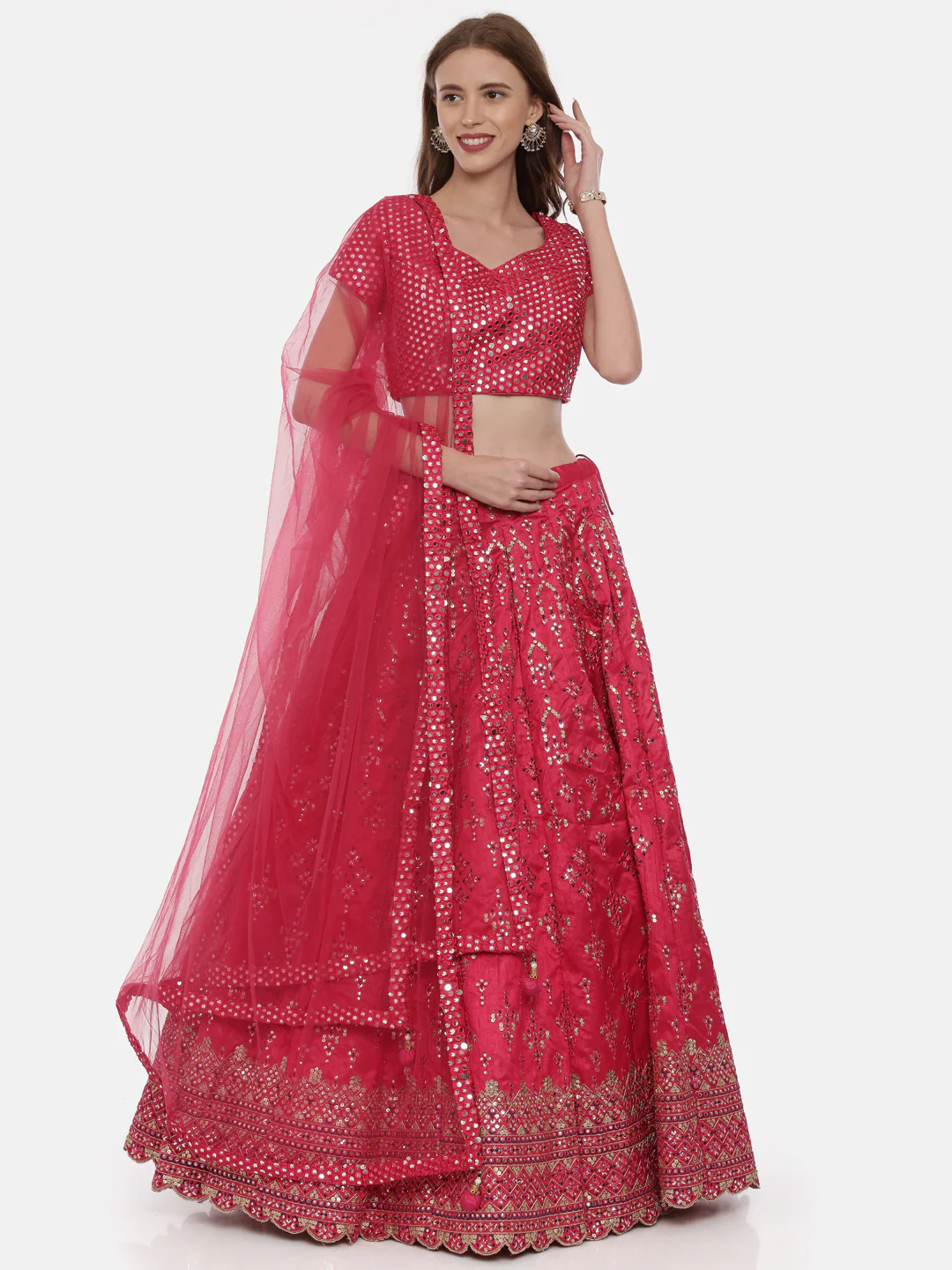 Neerus Rani Color Nett Fabric Ghagra Set - Image 6
