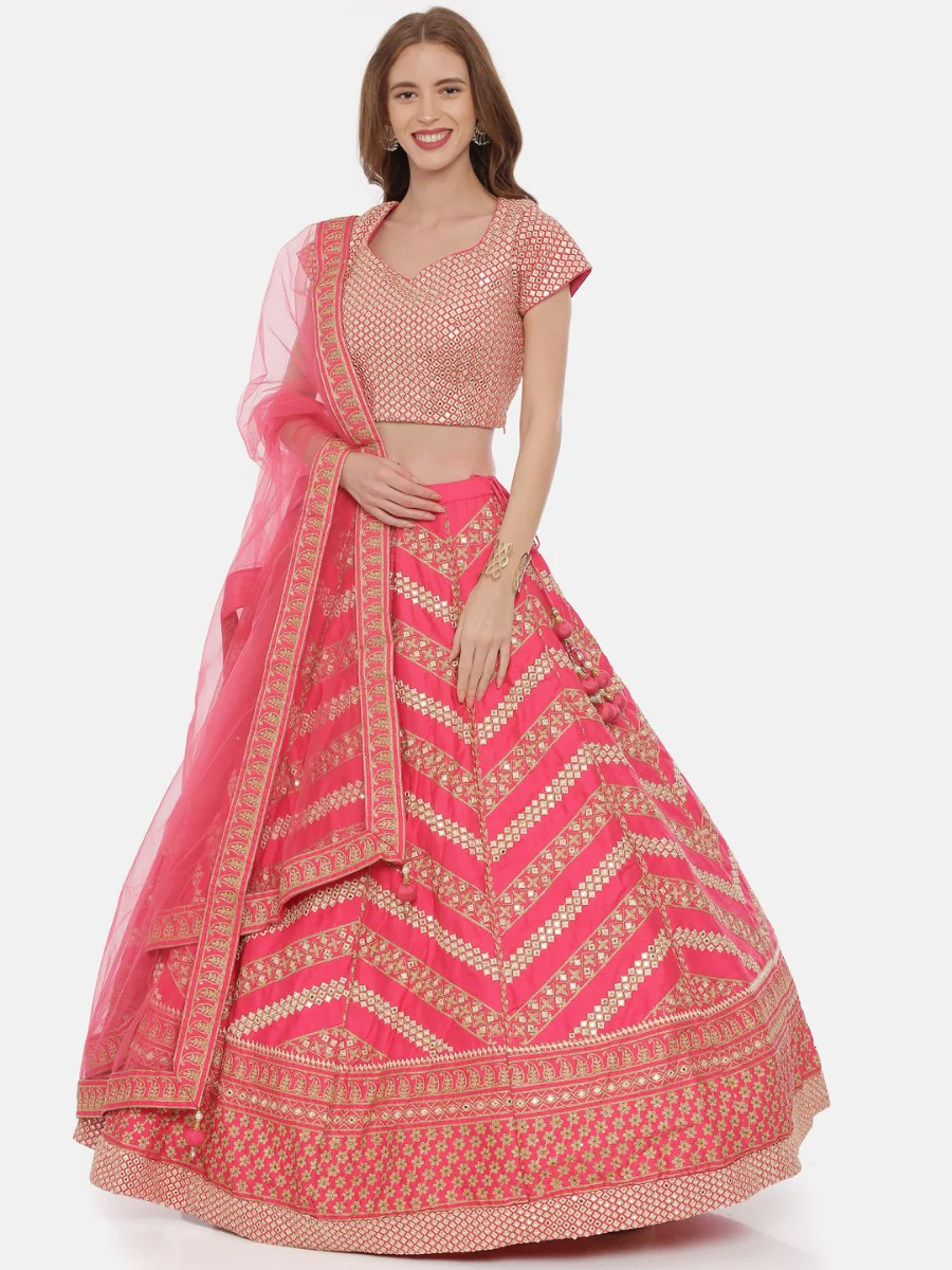 Neerus Rani Color Silk Fabric Ghagra Set