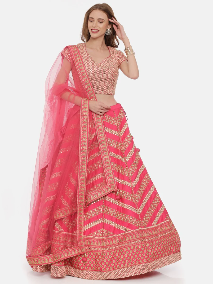 Neerus Rani Color Silk Fabric Ghagra Set - Image 5