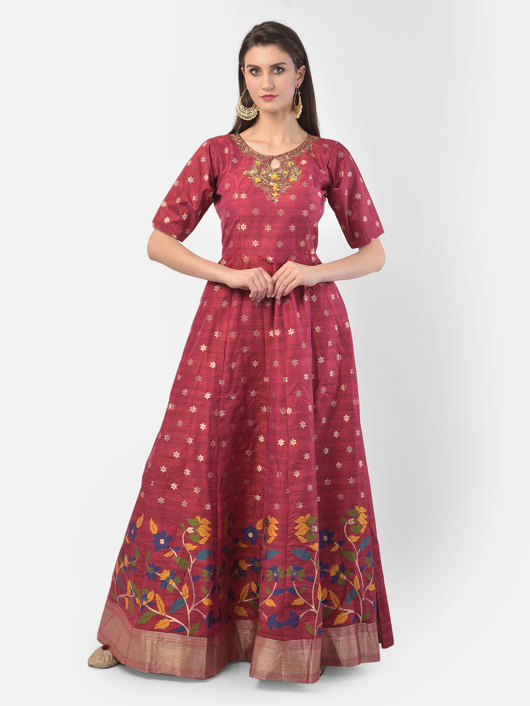 Neerus Rani Color Silk Fabric Suit-Anarkali - Image 8