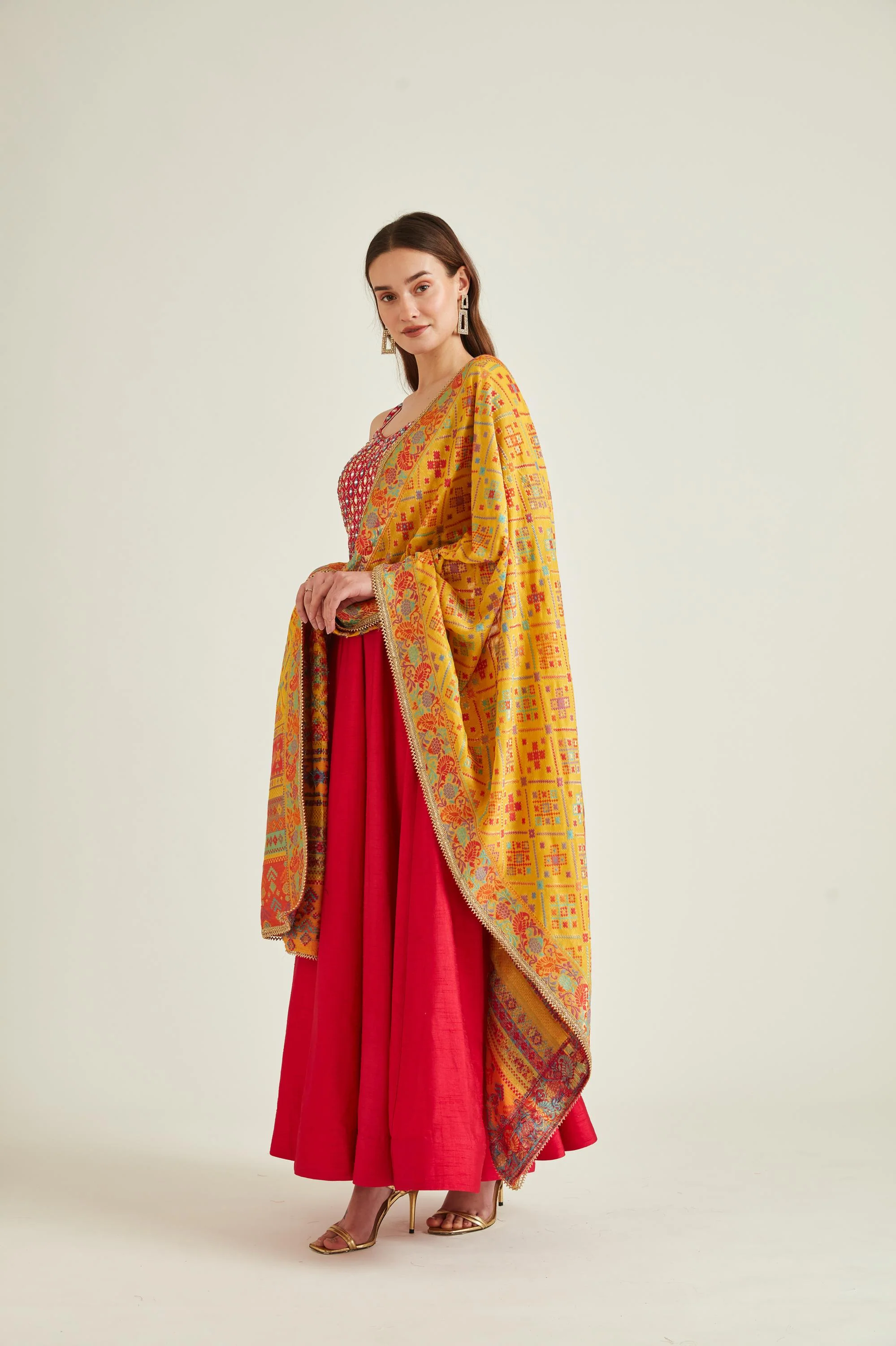 Neerus Rani Colour Silk Fabric Suit-Anarkali