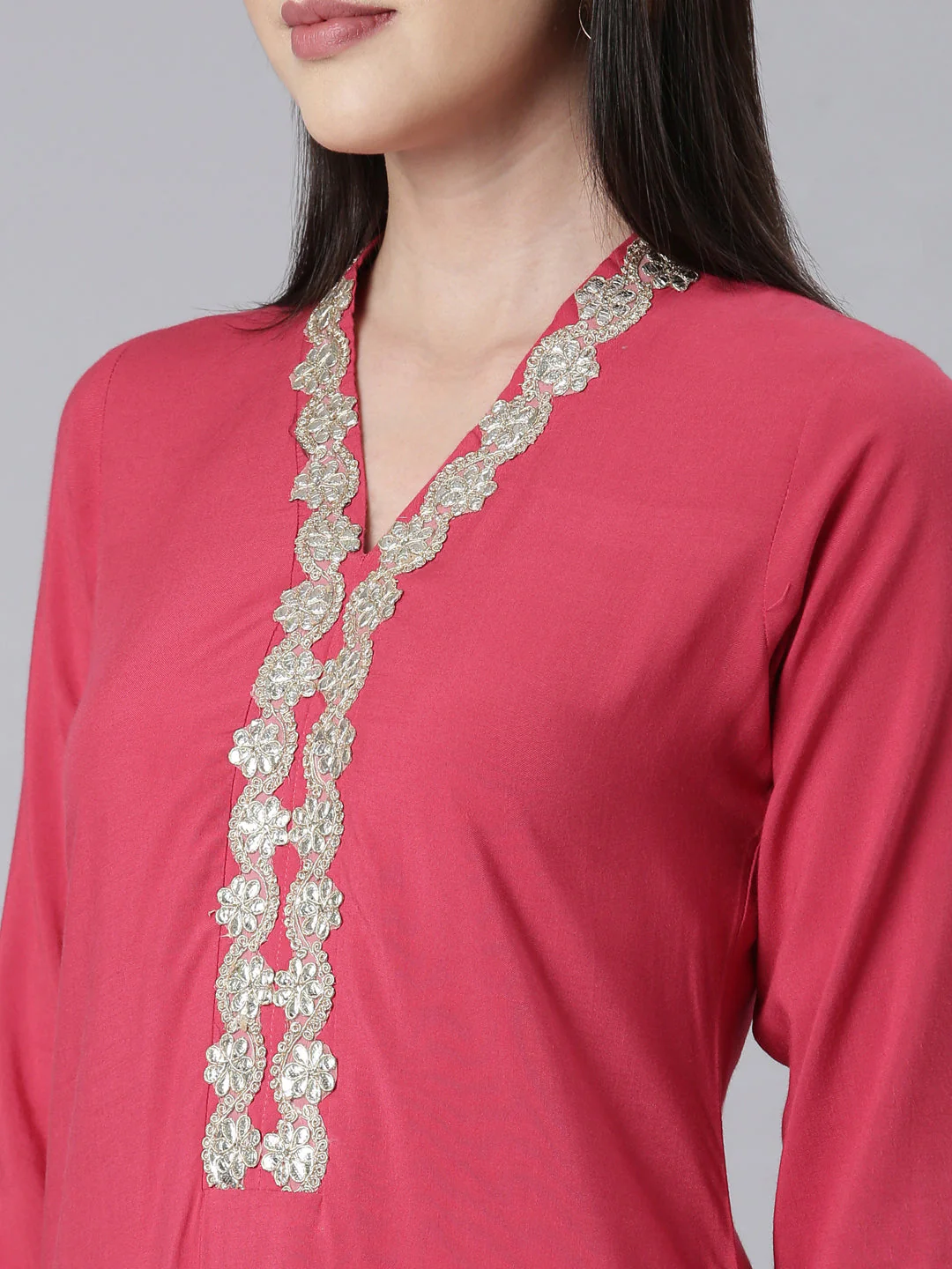 Neerus Rani Panelled Straight Embellished Kurta - Image 5