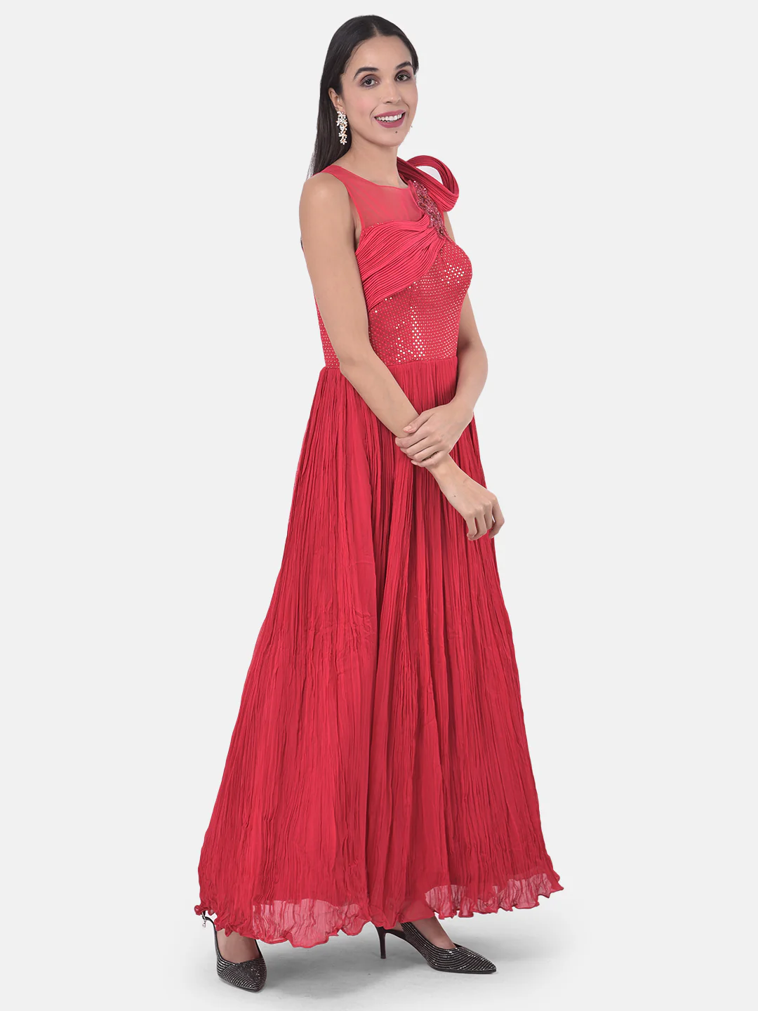 Neerus Rani Pink Color Georgette Fabric Gown