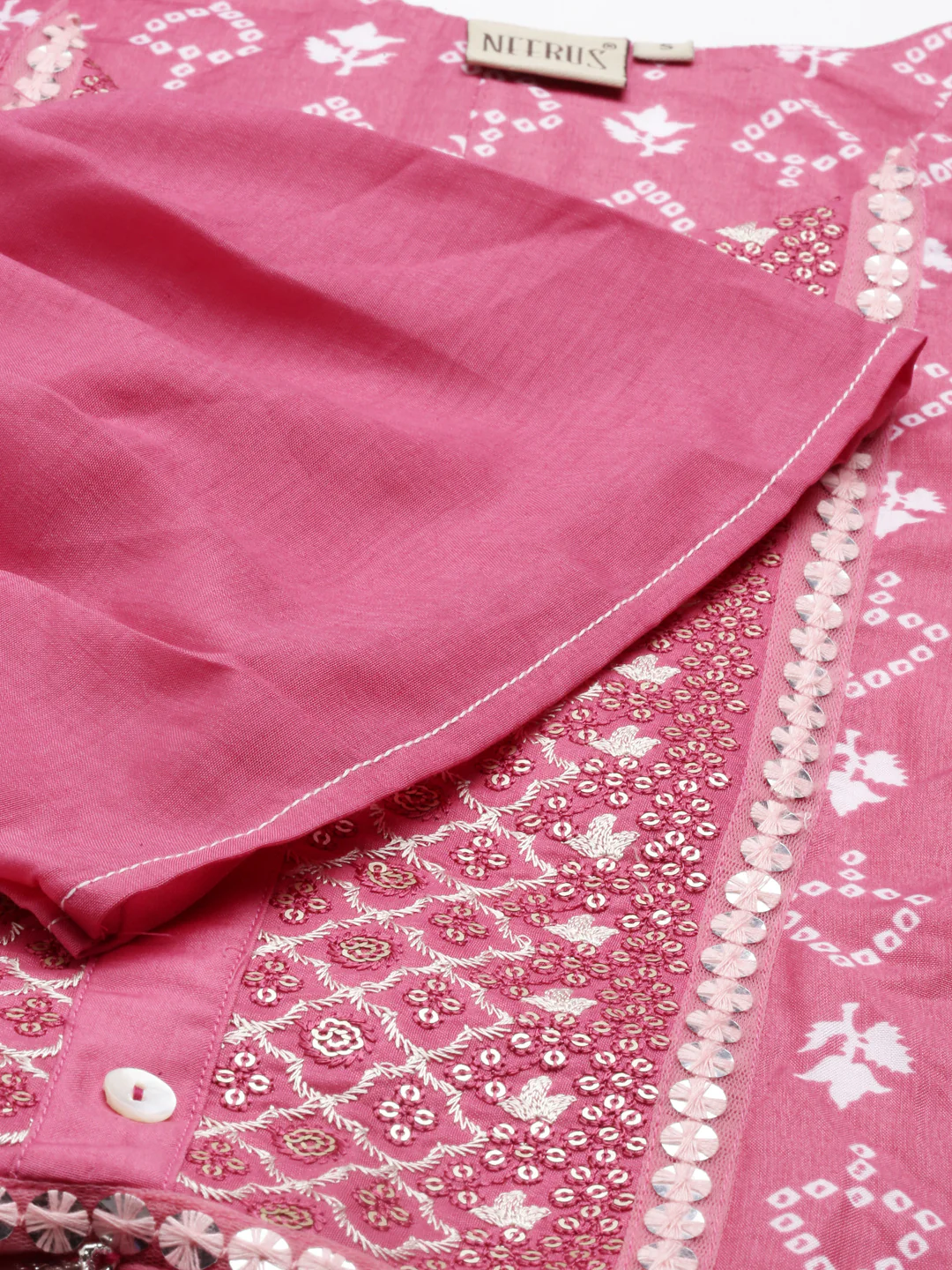 Neerus Rani Pink Color Muslin Fabric Kurta - Image 6
