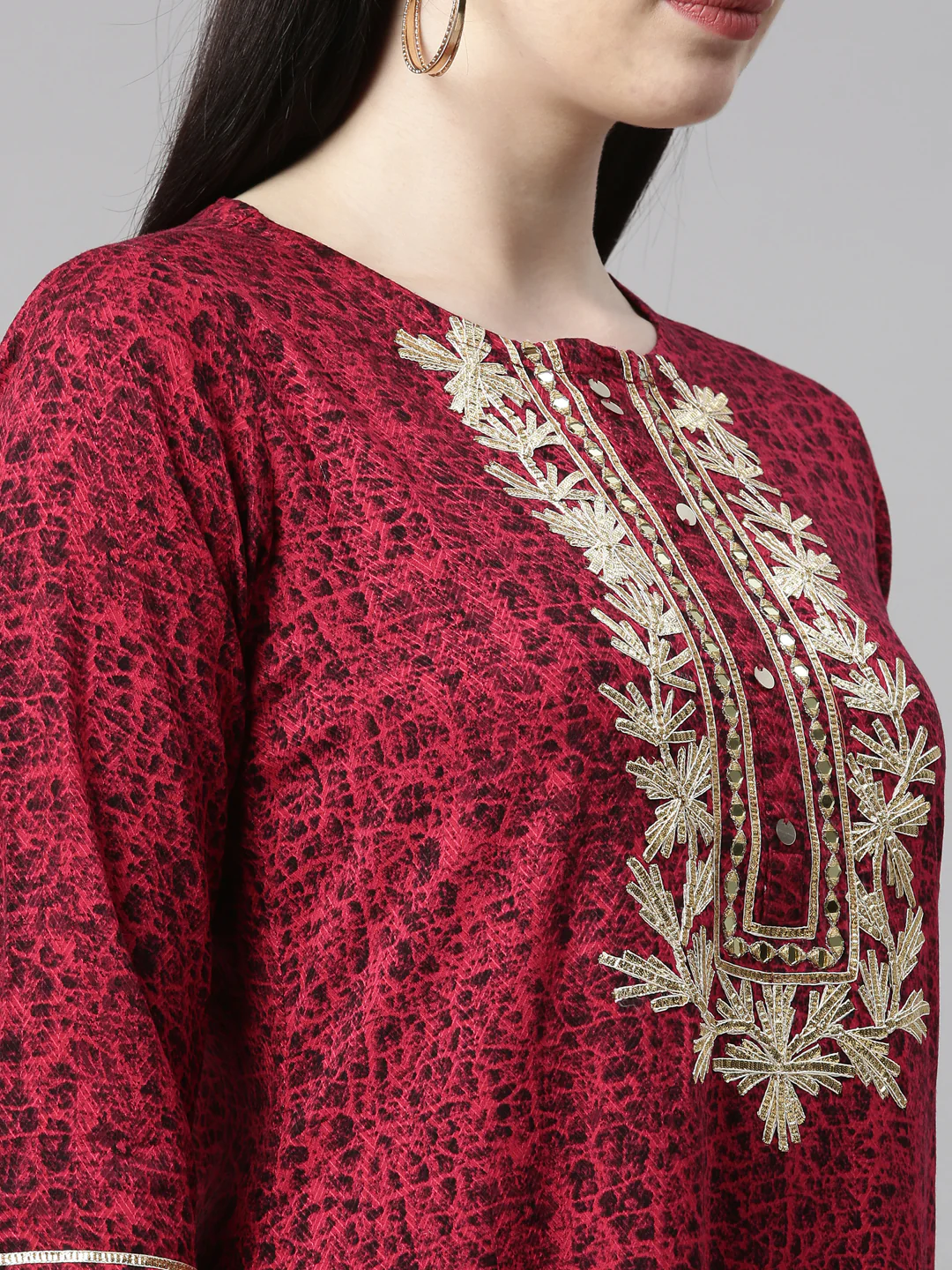 Neerus Rani Pink Color Printed Fabric Kurta - Image 7