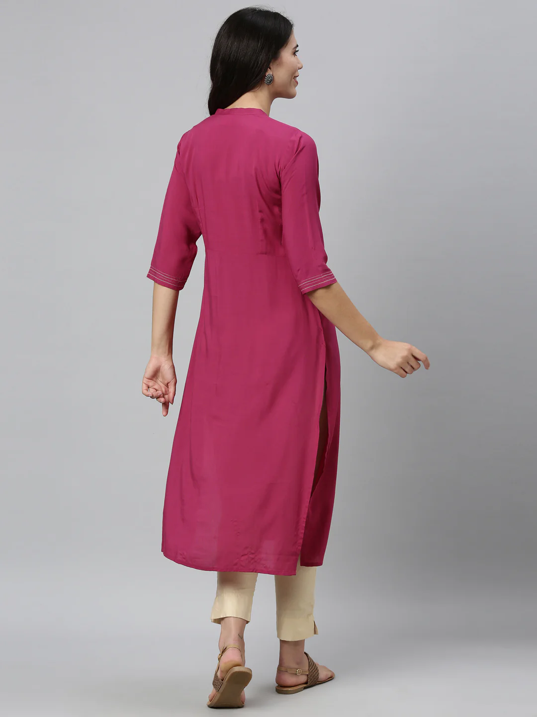 Neerus Rani Pink Color Rayon Fabric Kurta - Image 2