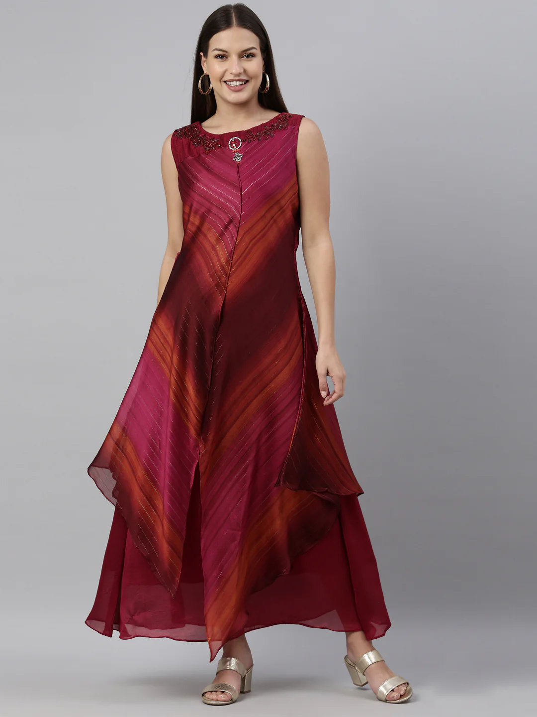 Neerus Rani Pink Color Silk Fabric Kurta - Image 9
