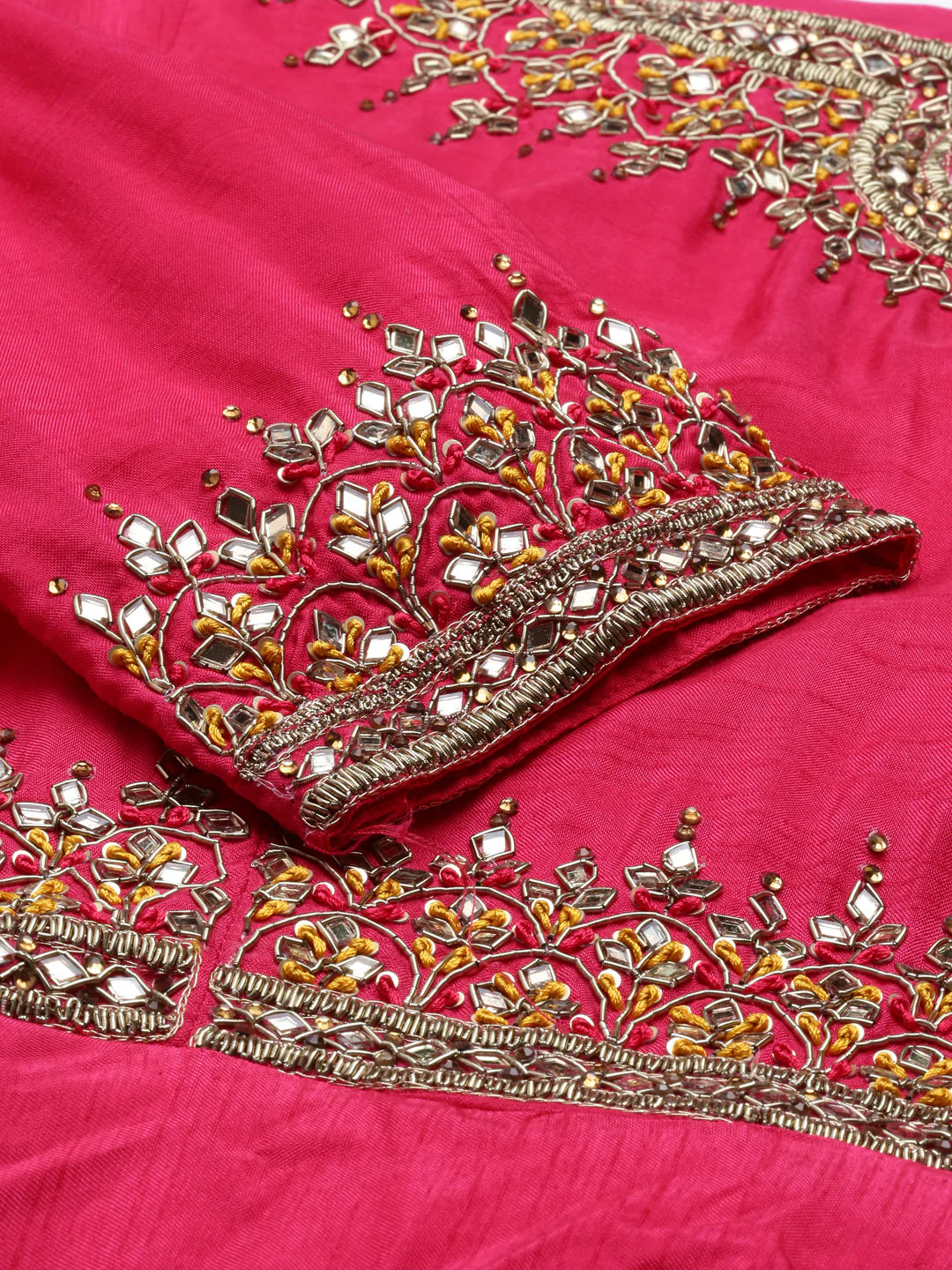 Neerus Rani Pink Color Silk Fabric Suit-Anarkali - Image 4