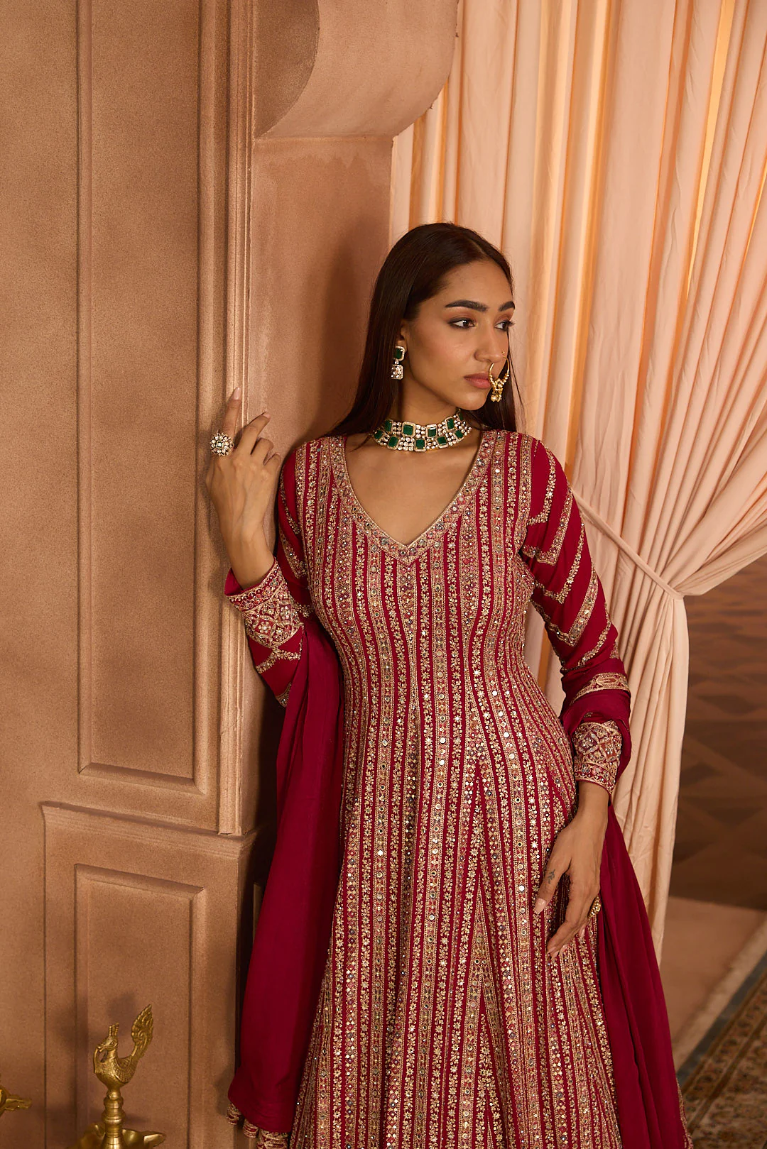 Neerus Rani Pink Embroidery Georgette Fabric Anarkali with Dupatta - Image 3
