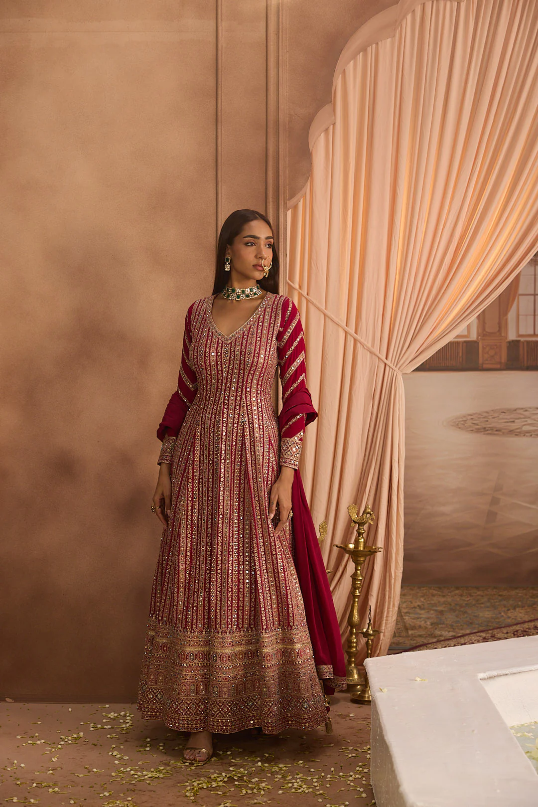 Neerus Rani Pink Embroidery Georgette Fabric Anarkali with Dupatta - Image 7