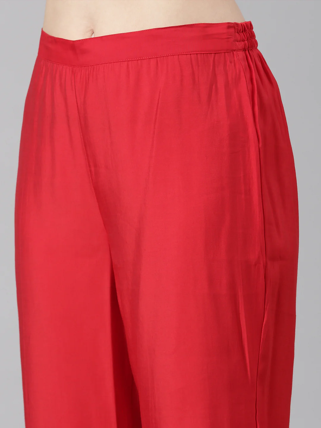 Neerus Red Casual Solid Straight Kurta and Trousers With Dupatta - Image 7