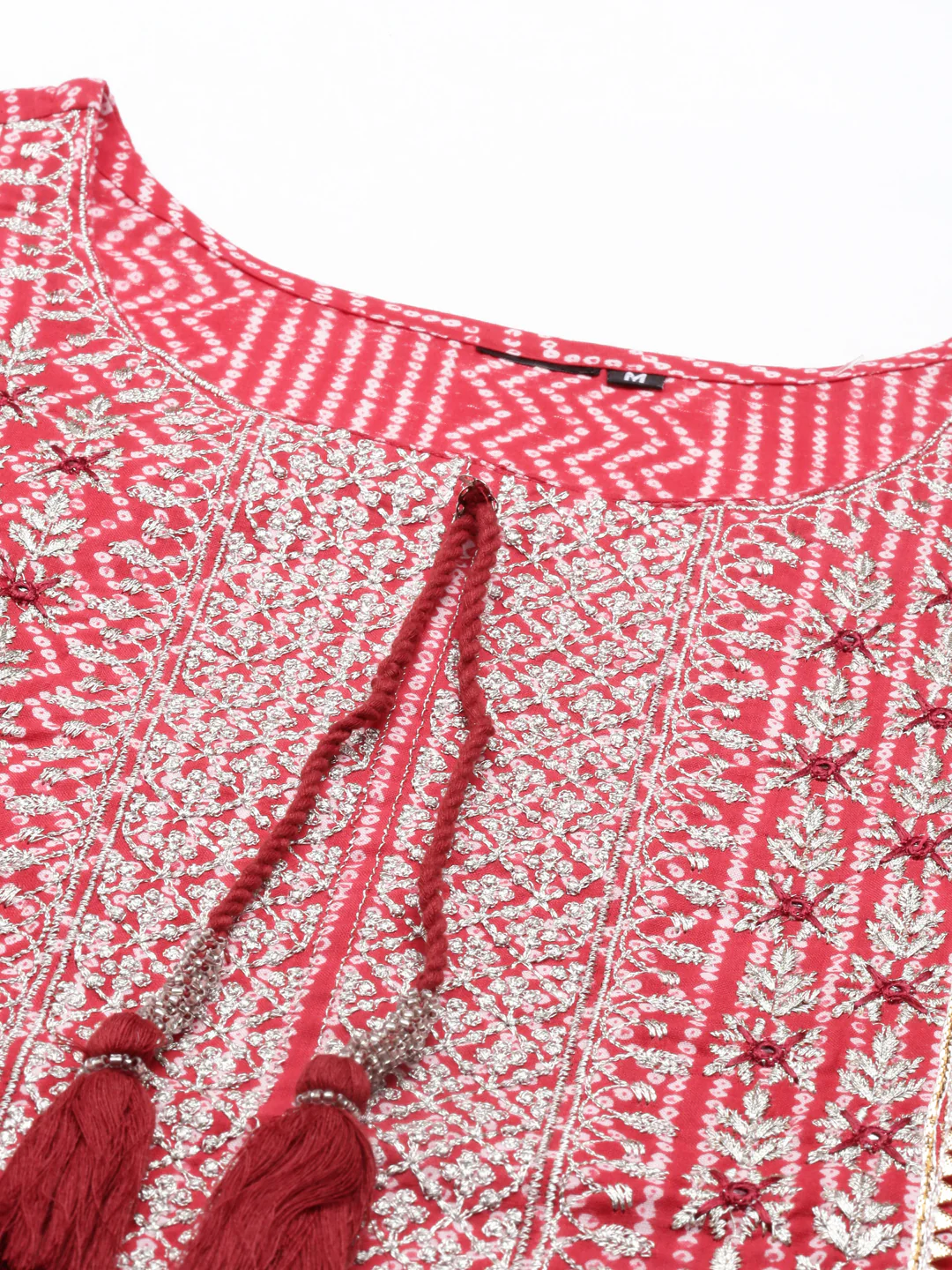 Neerus Red Color Cotton Fabric Kurta - Image 2