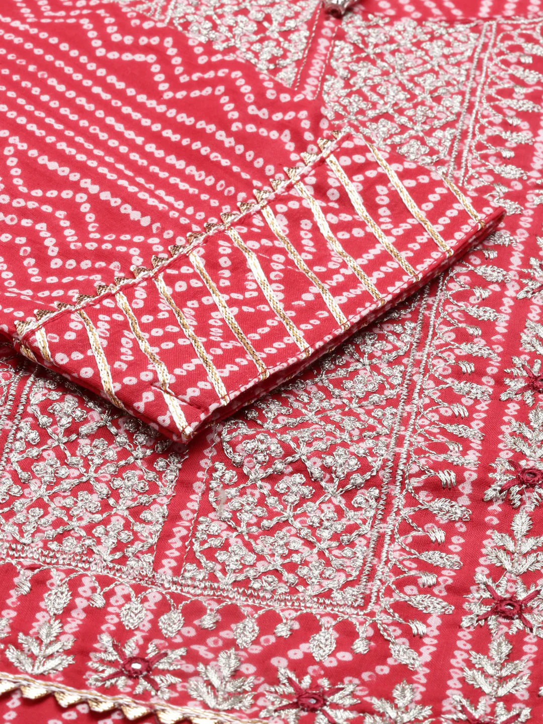 Neerus Red Color Cotton Fabric Kurta - Image 7