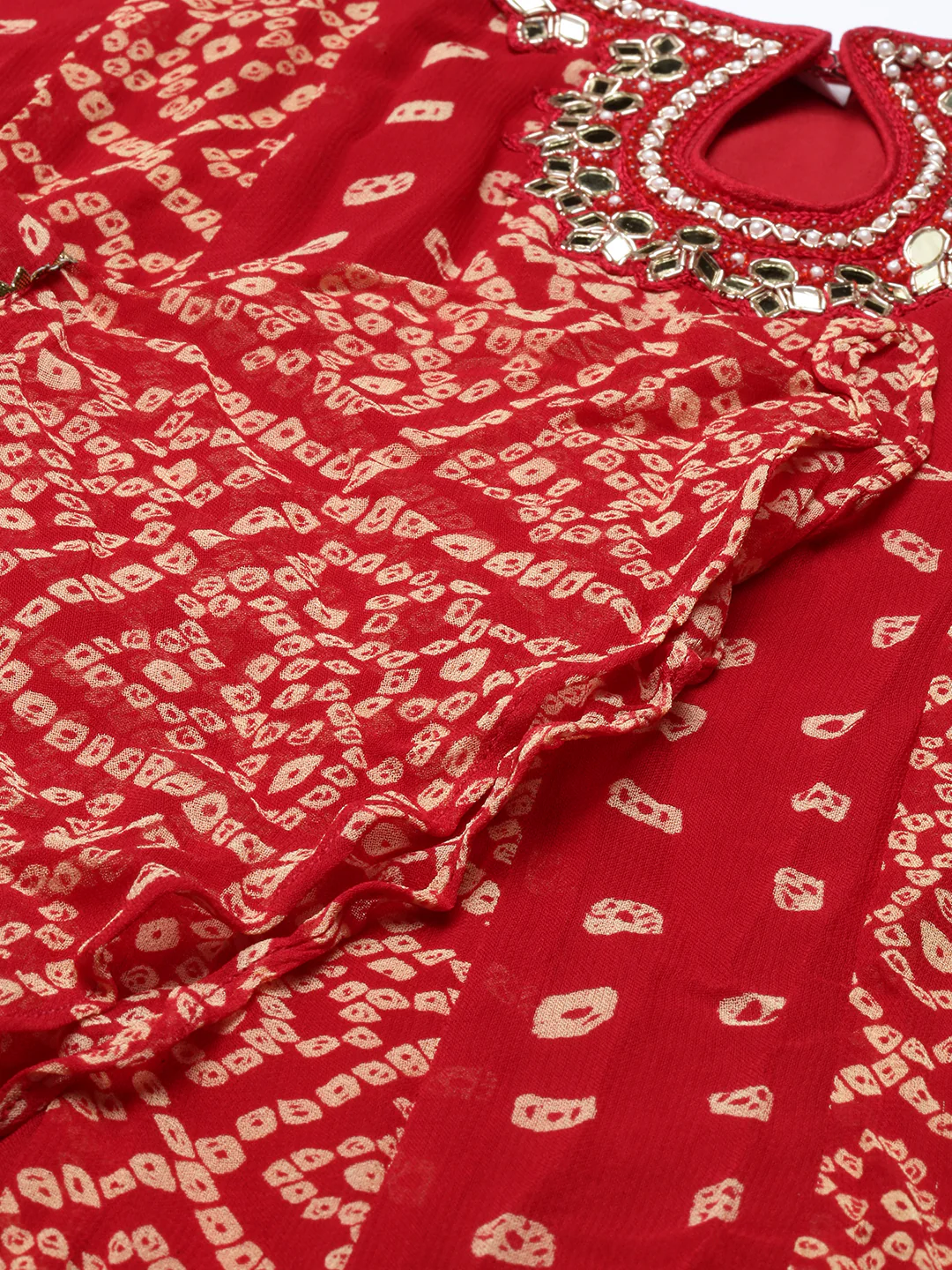 Neerus Red Color Georgette Fabric Kurta Set - Image 5