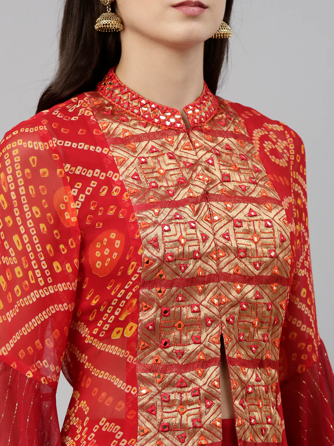 Neerus Red Color Georgette Fabric Suit-Plazzo - Image 3