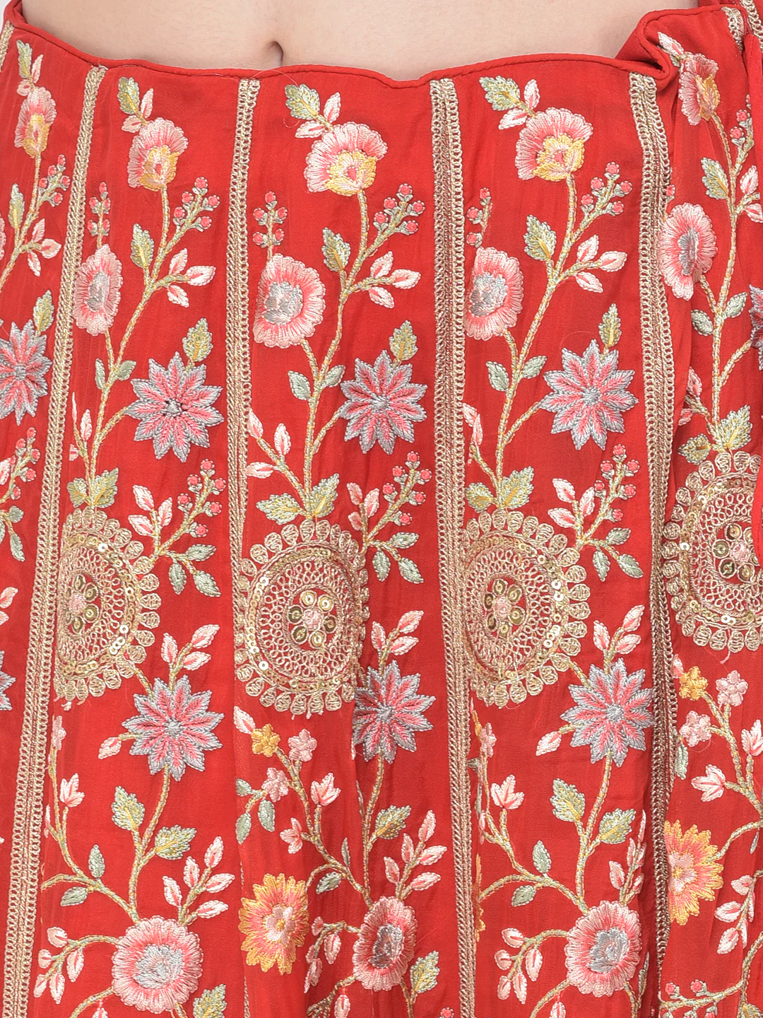 Neerus Red Color Organza Fabric Lehenga Choli - Image 6