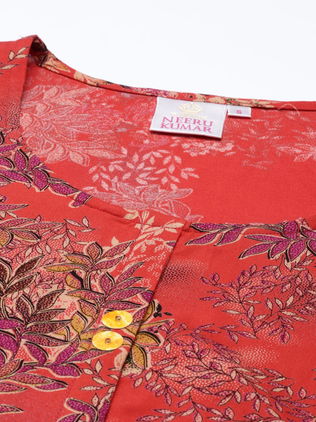 Neerus Red Color Rayon Fabric Kurta - Image 2