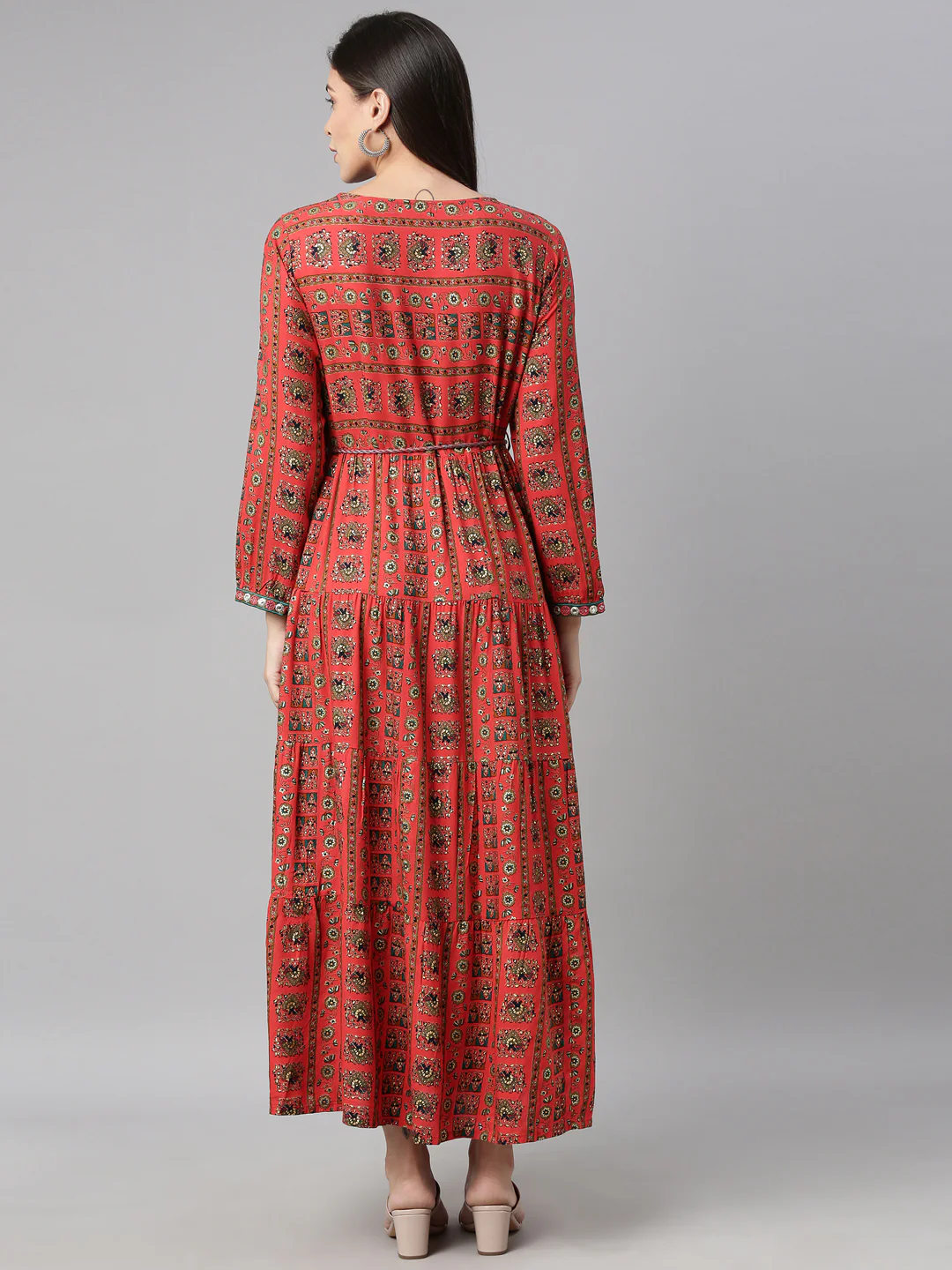 Neerus Red Color Rayon Fabric Kurta - Image 4