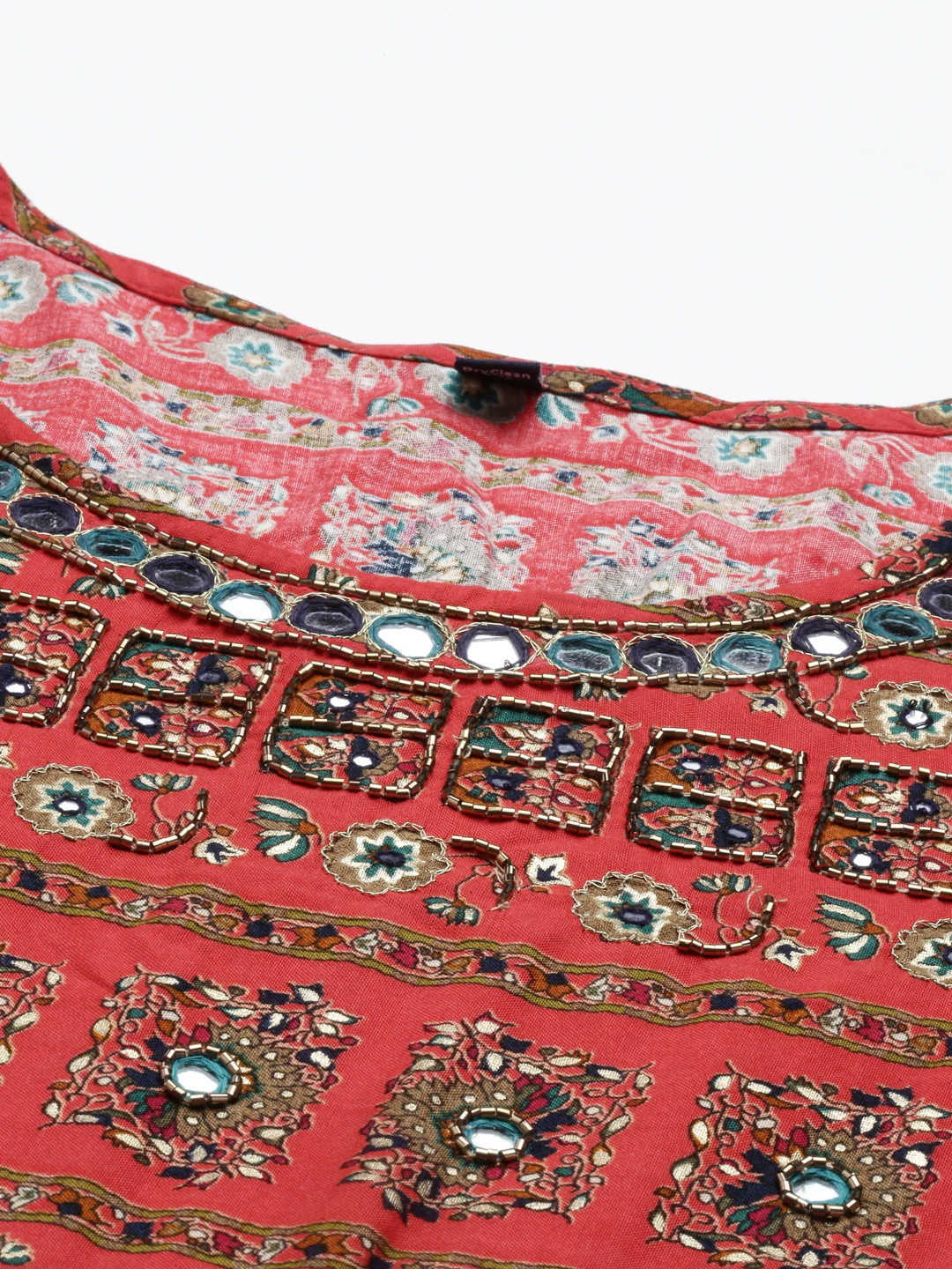 Neerus Red Color Rayon Fabric Kurta - Image 8